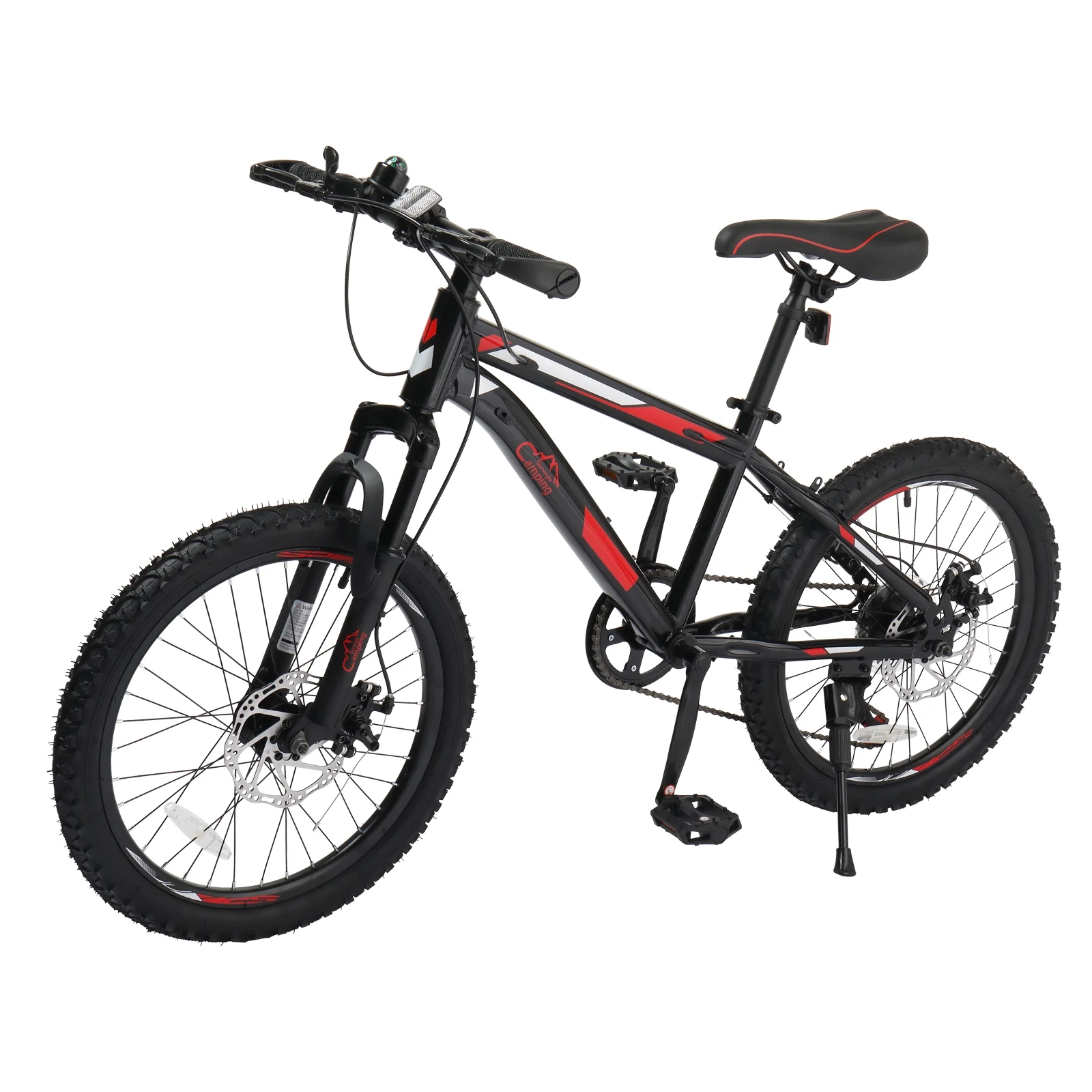 20" Mountain Bike, 7 Speed Bike with Disc Brakes, Black(Black) - Image 10