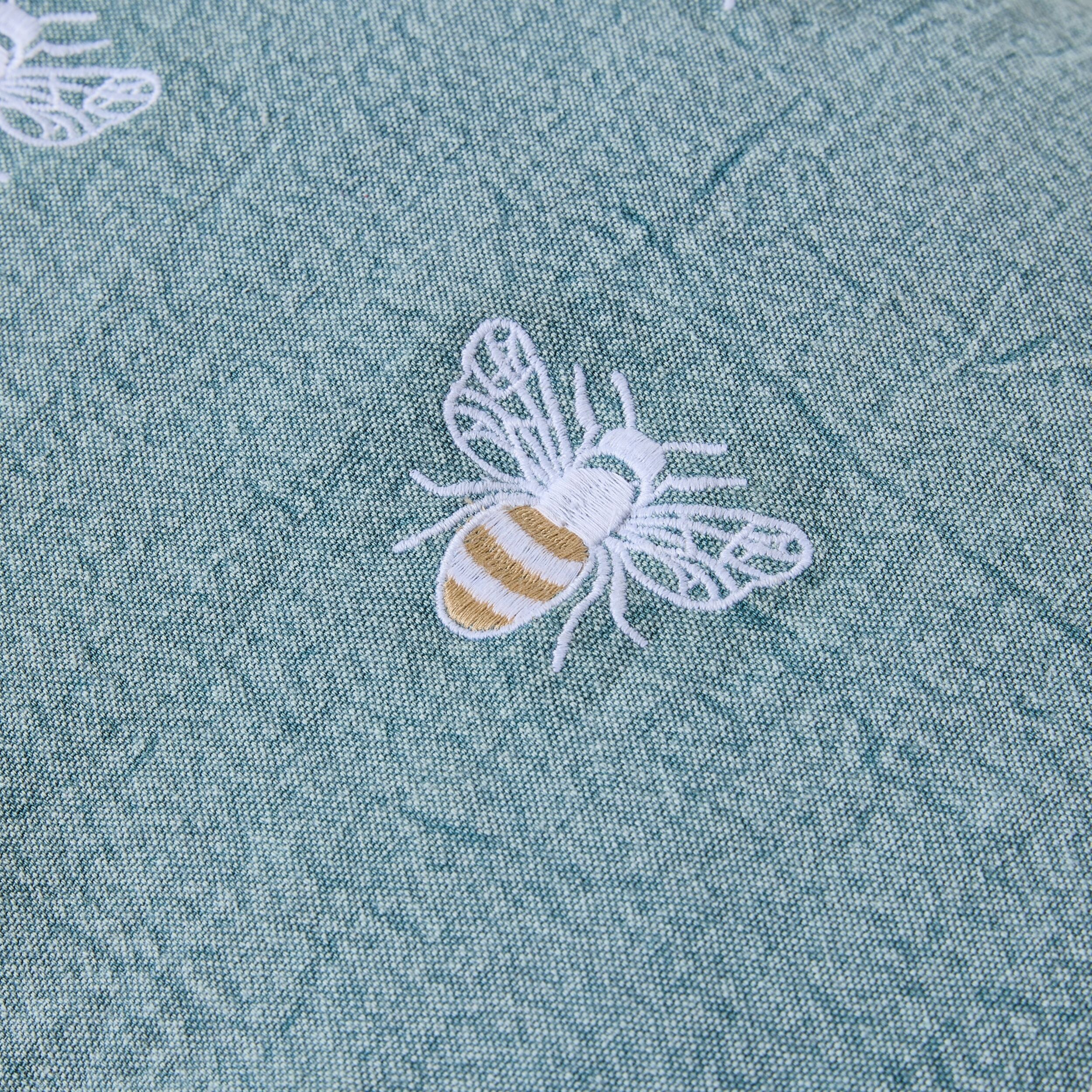 Stitch Beehive Embroidered Cushion Chambray