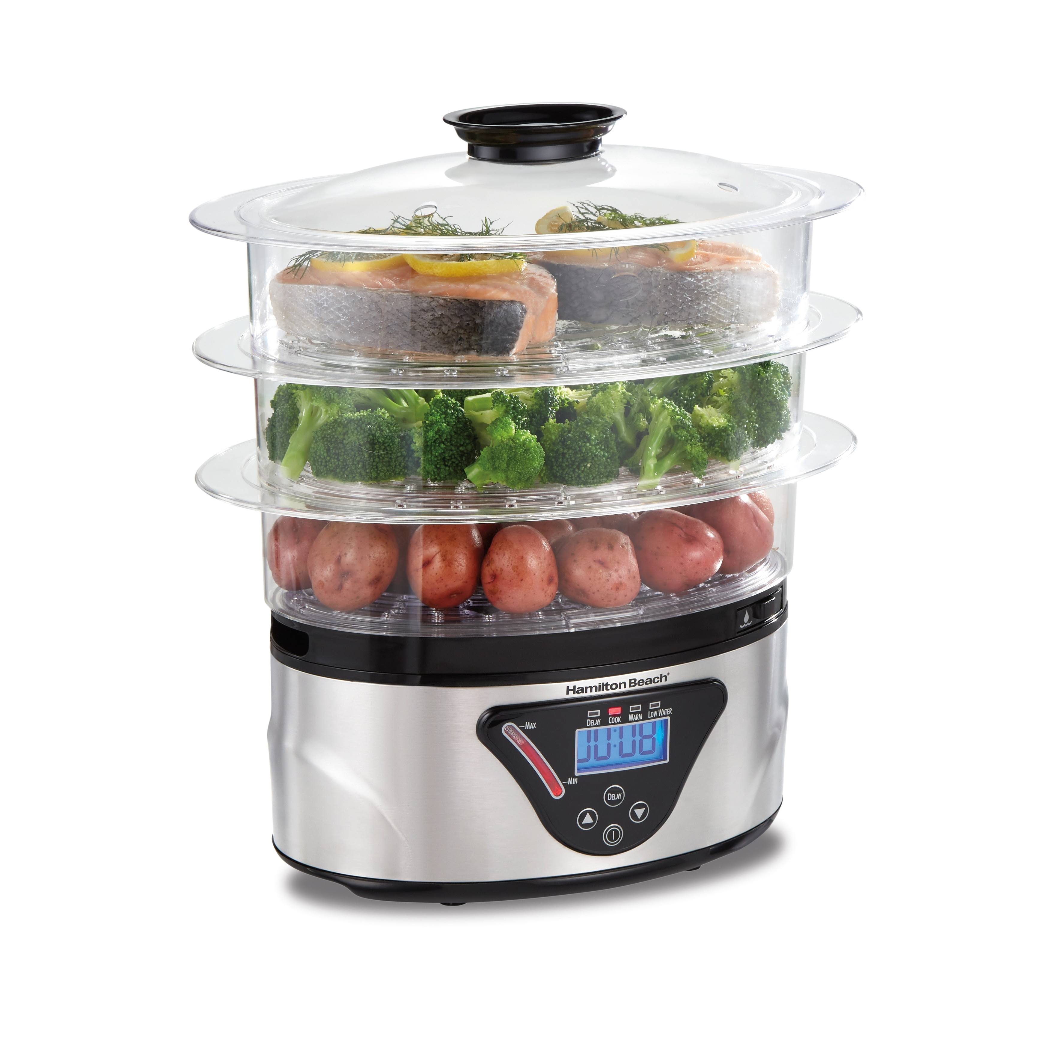 Hamilton Beach - 3-Tier Digital Food Steamer/Rice Cooker, Silver