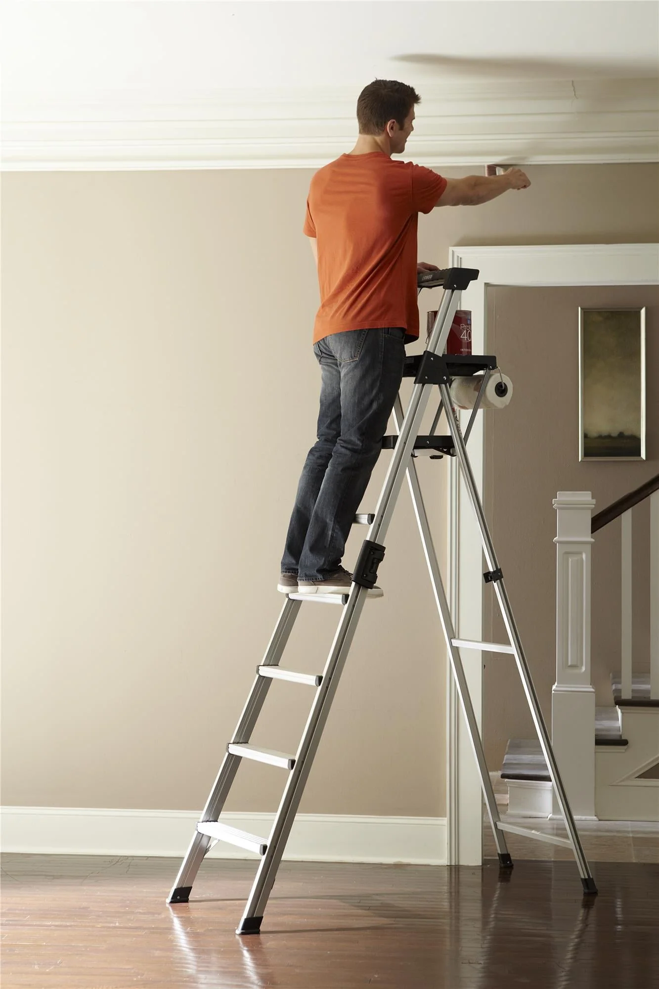 8 Ft. Signature Series Aluminum Folding Step Ladder 300 Lb. Type IA (12 Ft. Max Reach) - Image 7