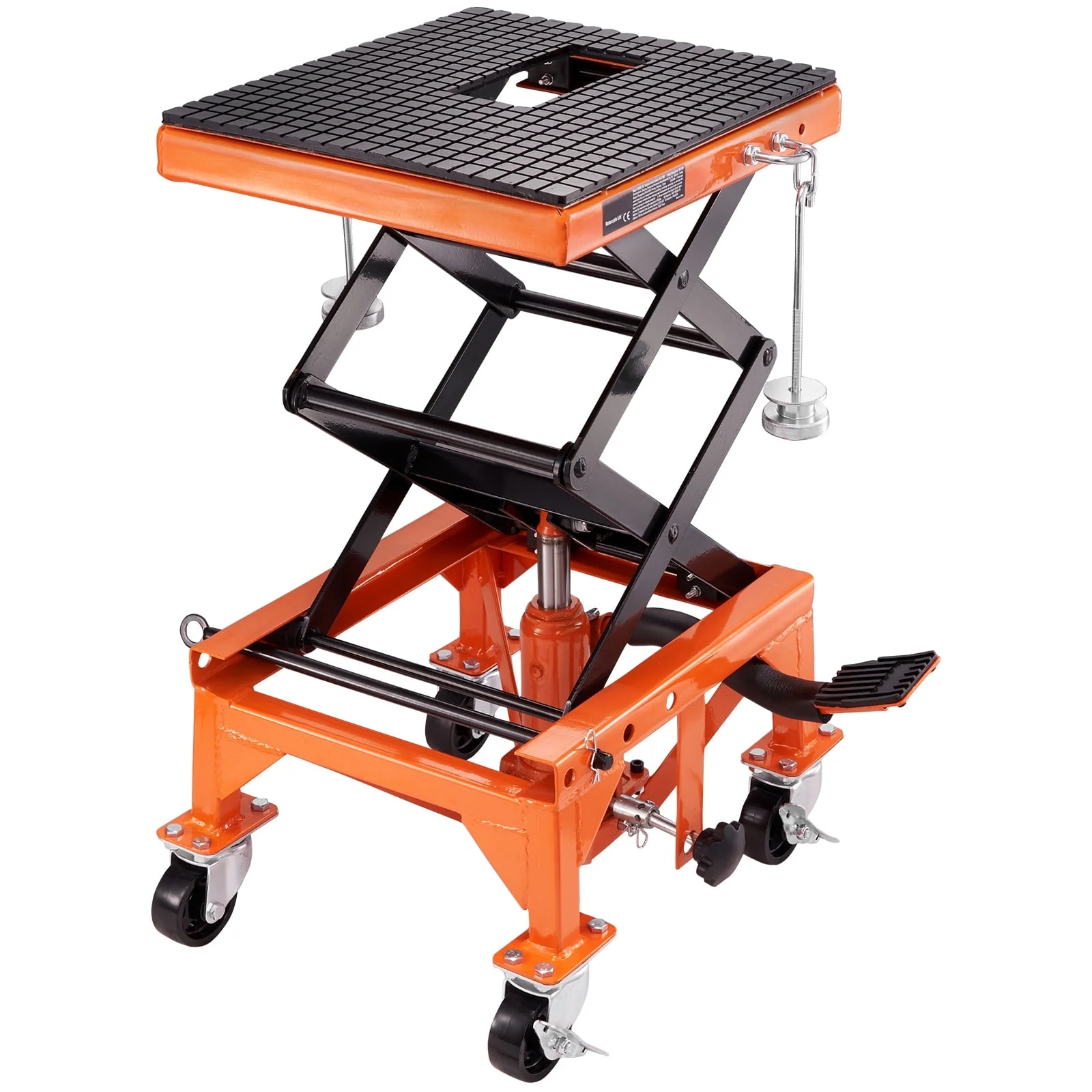 Hydraulic Motorcycle Lift Table 350 lbs Height 13'-36' Dirt Bike Scissor Jack Stand with Wide Deck Safety Pin J-hook - Image 9