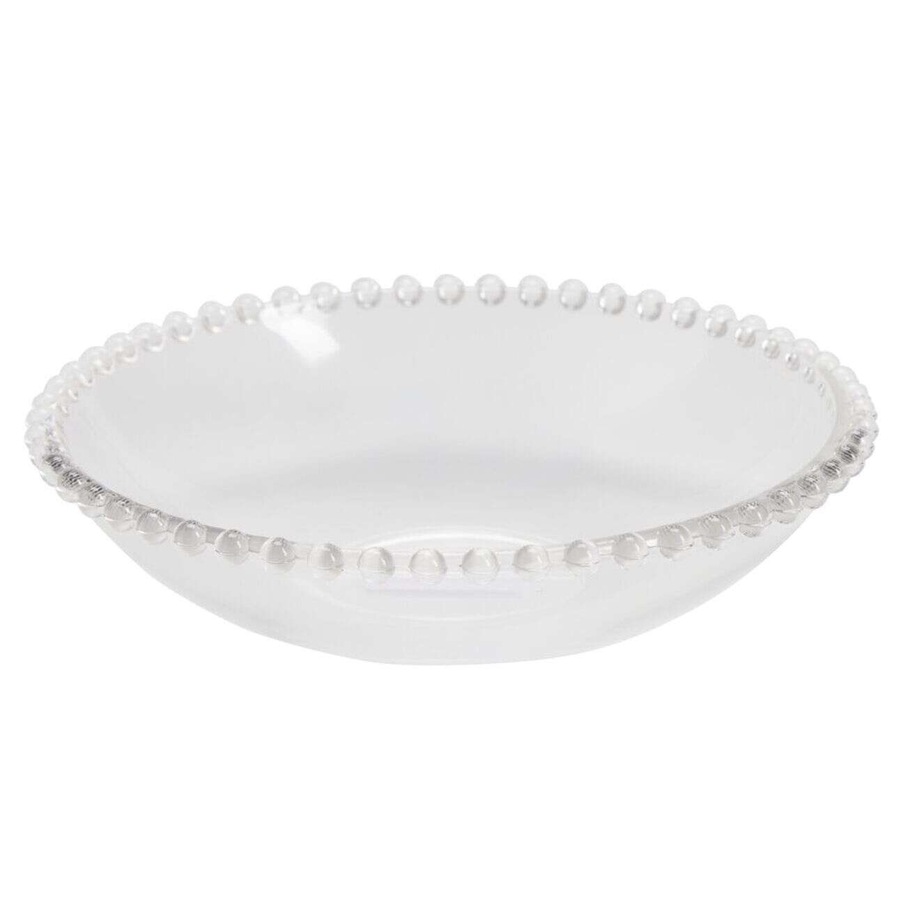 Assiette à soupe céramique transparente bord perle Ø18,5cm
