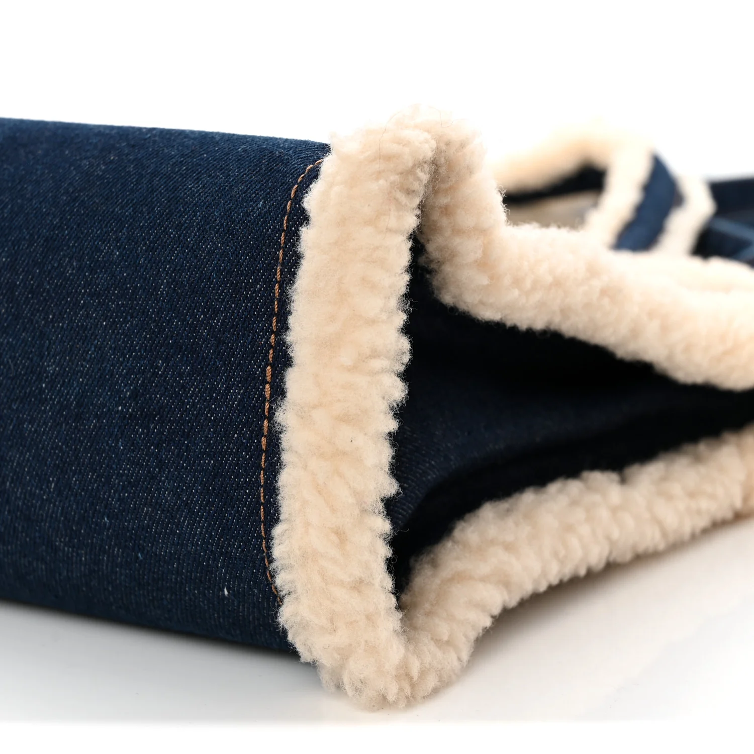 X UGG Denim Shearling Medium Shopping Bag Raw Denim