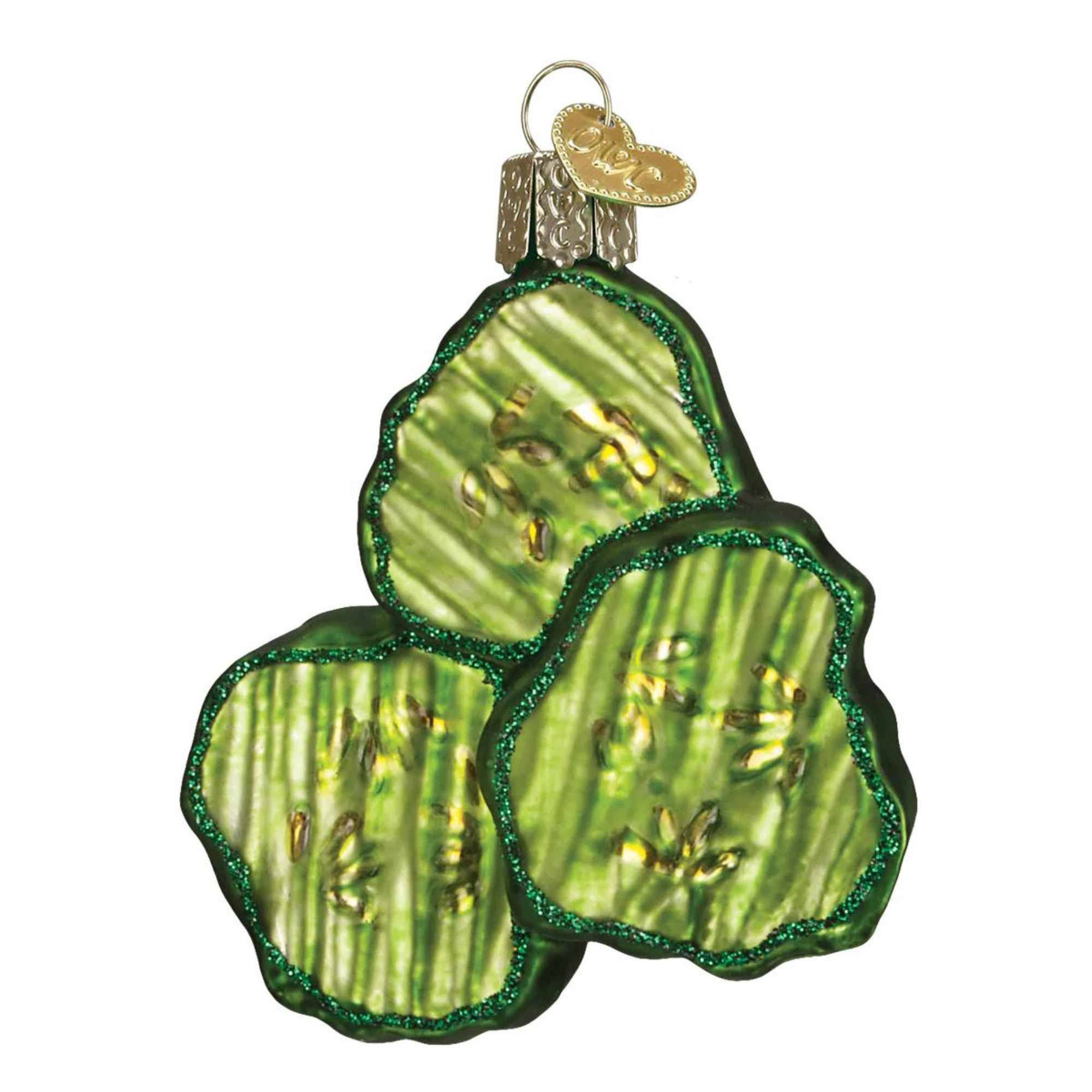 Old World Christmas Pickle Chips Glass Blown Ornament