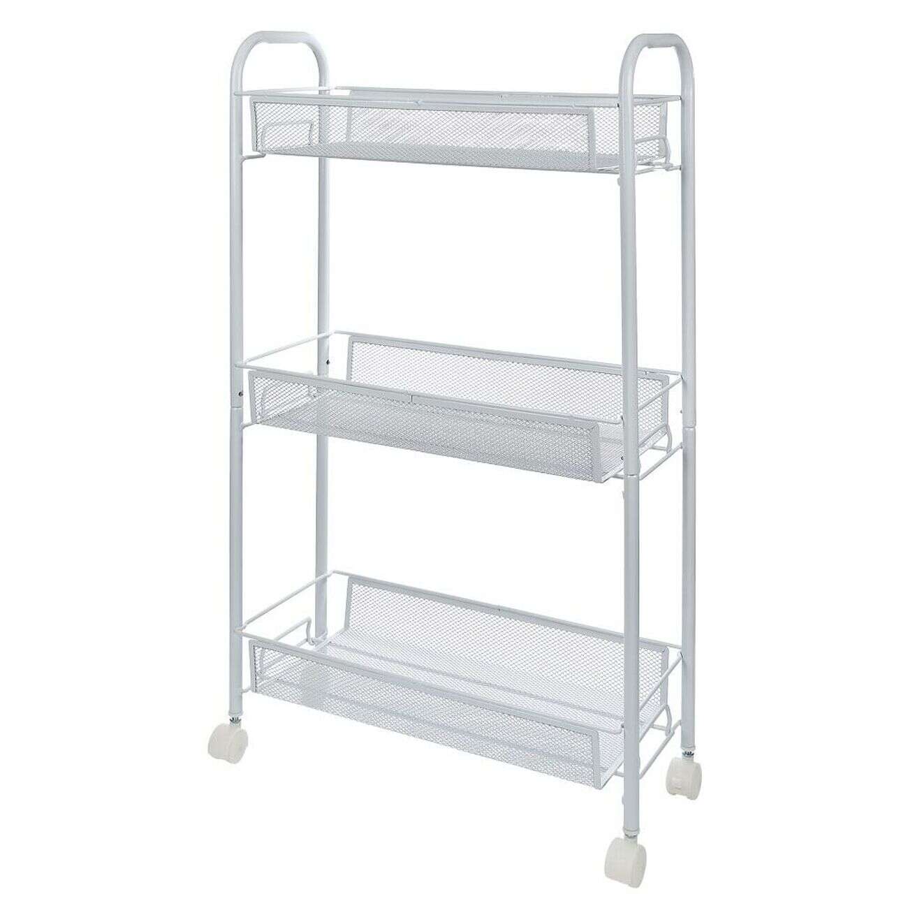 Desserte cuisine 3 niveaux métal blanc