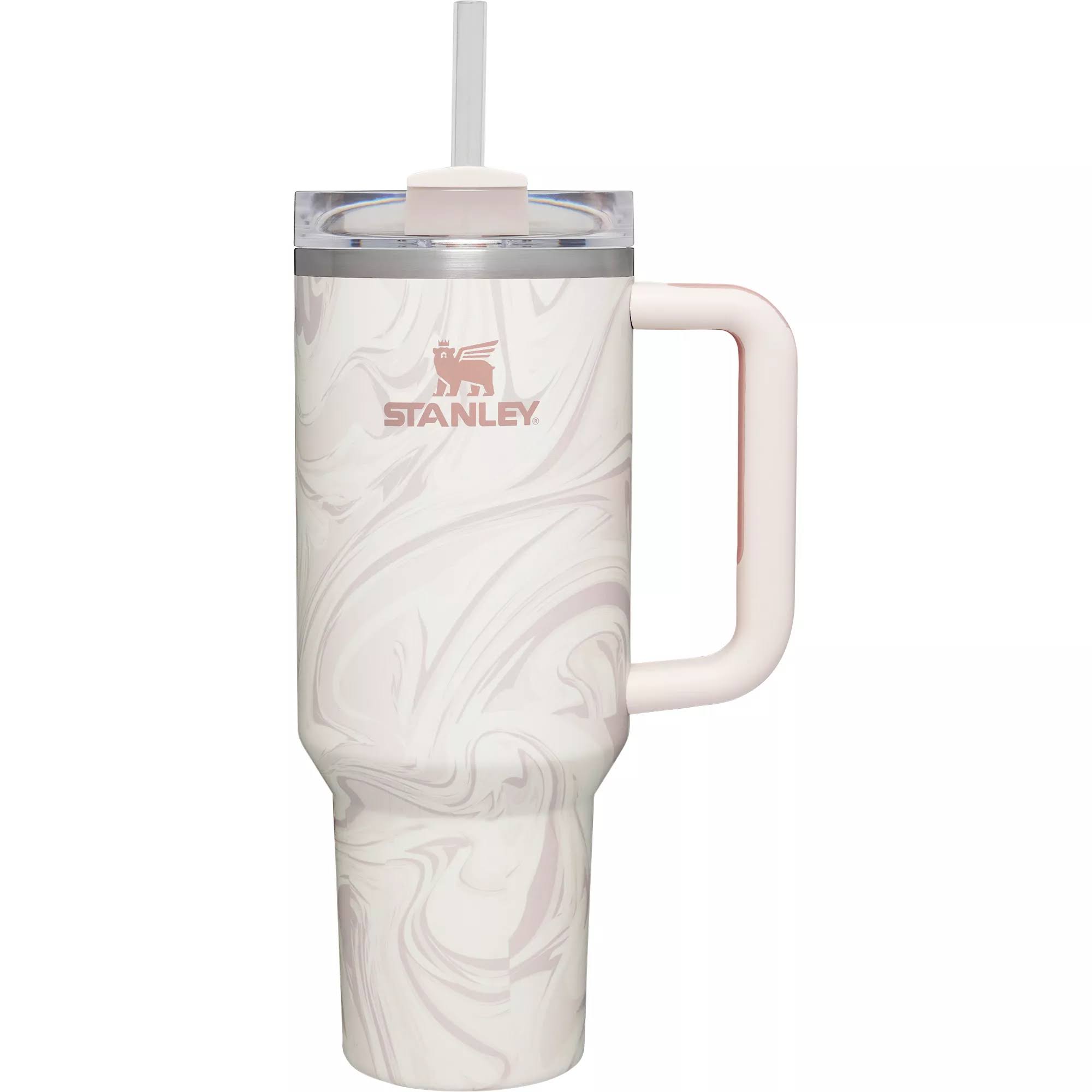 Stanley Dining | Stanley 40 oz Quencher H2.0 FlowState Tumbler Rose Quartz Swirl | Color: Pink/White | Size: Os | Brentgodinez's Closet