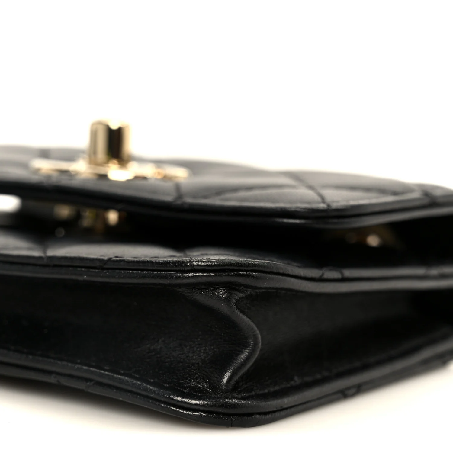 Lambskin Quilted Trendy CC Card Holder On Chain Black