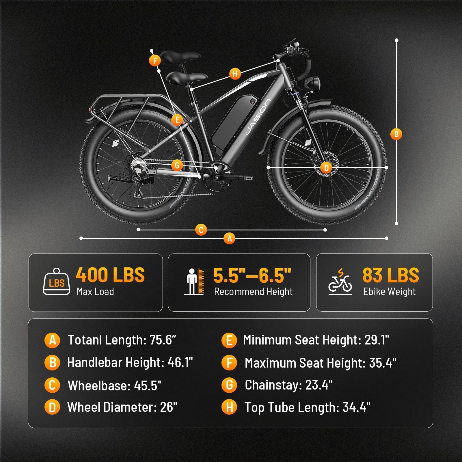 EB5 MAX Electric Bike for Adults, 750W Electric Mountain Bike with 48V 15Ah Battery, 26'' Fat Tire Off-Road Ebike, 28MPH 7 Speed Bicycle UL2849(Standard/Gray) - Image 9