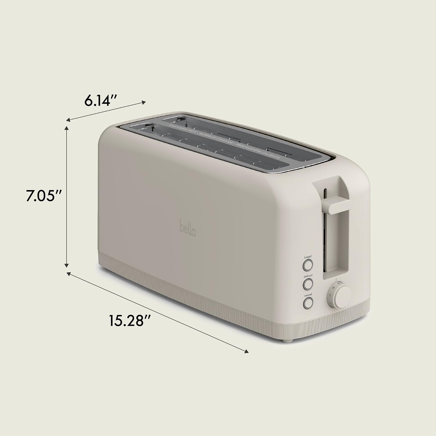bella Fits-Anywhere ™   Slim Toaster, 4 Slice Extra Long & Wide Slot, Oatmilk