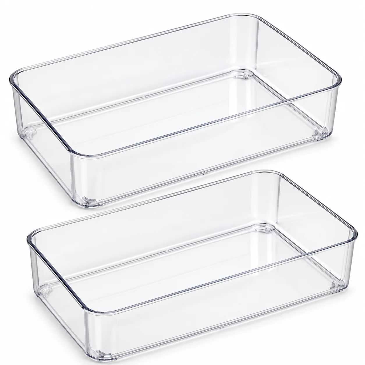 Clear Rectangular Drawer Organizer Trays, 2-Pack