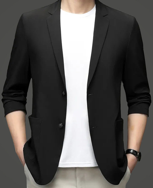 Blazer uni à poche utilitaire quotidienne, revers cranté et simple boutonnage