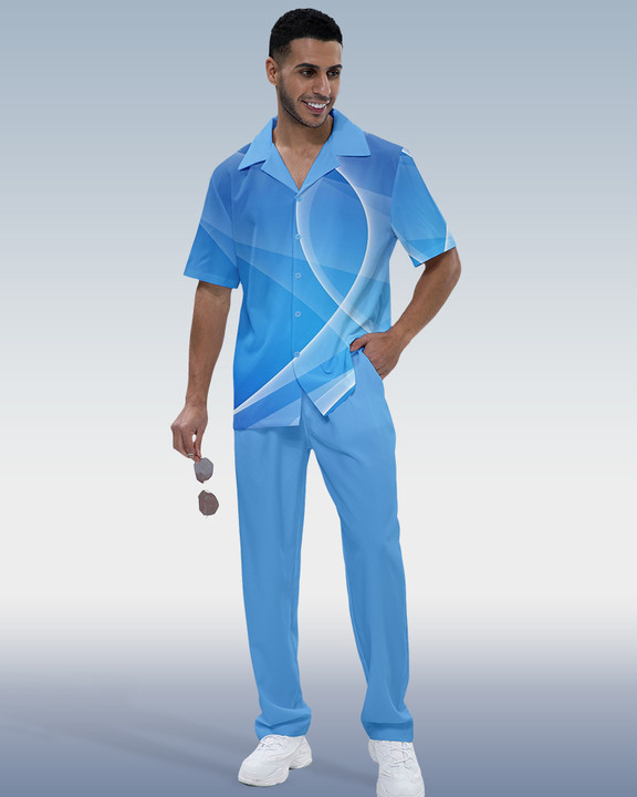 Ensemble de marche Suitmens pour homme, chemise à manches courtes dégradée, réf. 327