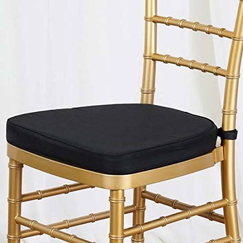 Tableclothsfactory 10pcs Black Chiavari Chair Cushion for Wood Resin Chiavari Chairs Party Event Decoration - 2