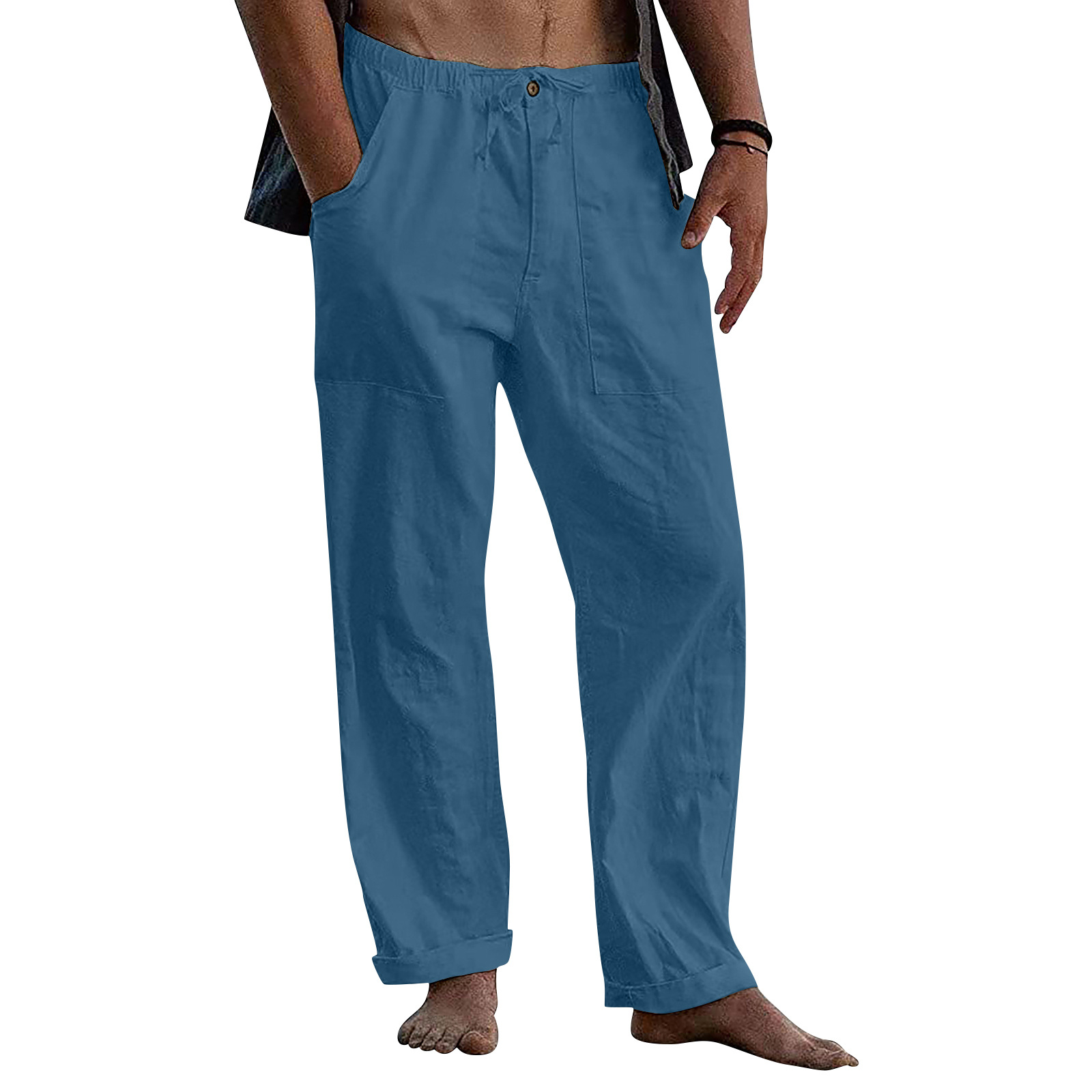 Pantalon de plage décontracté en lin pour homme
