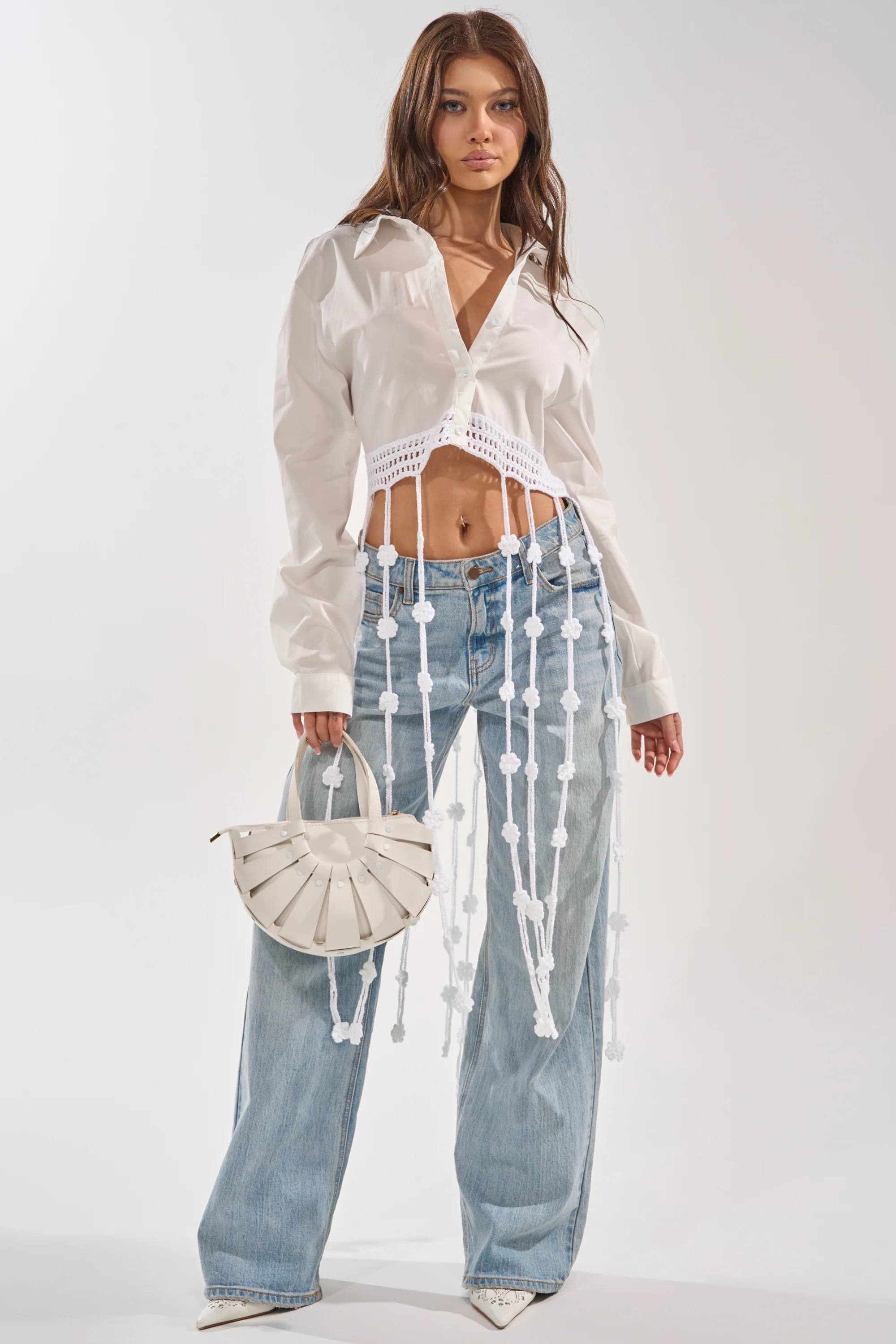 PETAL DRIFT CROCHET DETAIL BLOUSE - Akira Store