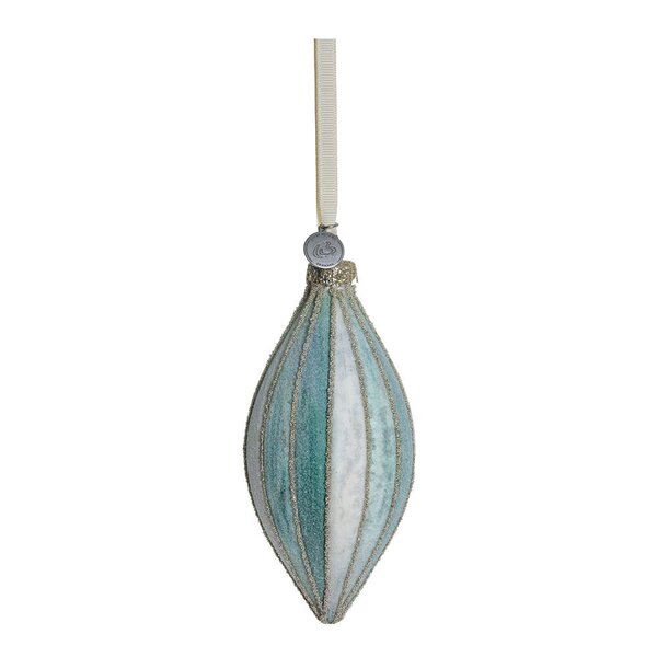 Nomillia ornament avlang 13 cm blå/benhvit