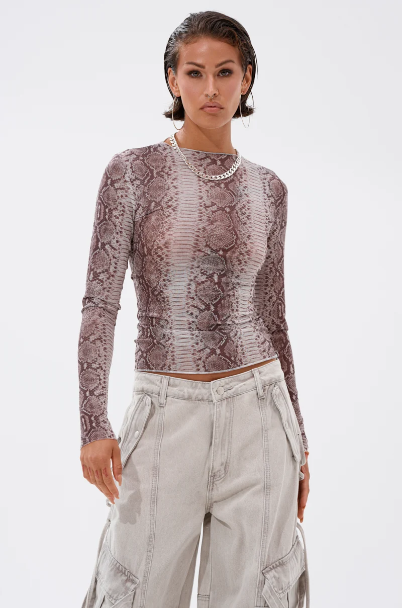 SNAKE CHARMER LONG SLEEVE MESH TOP - Akira Store