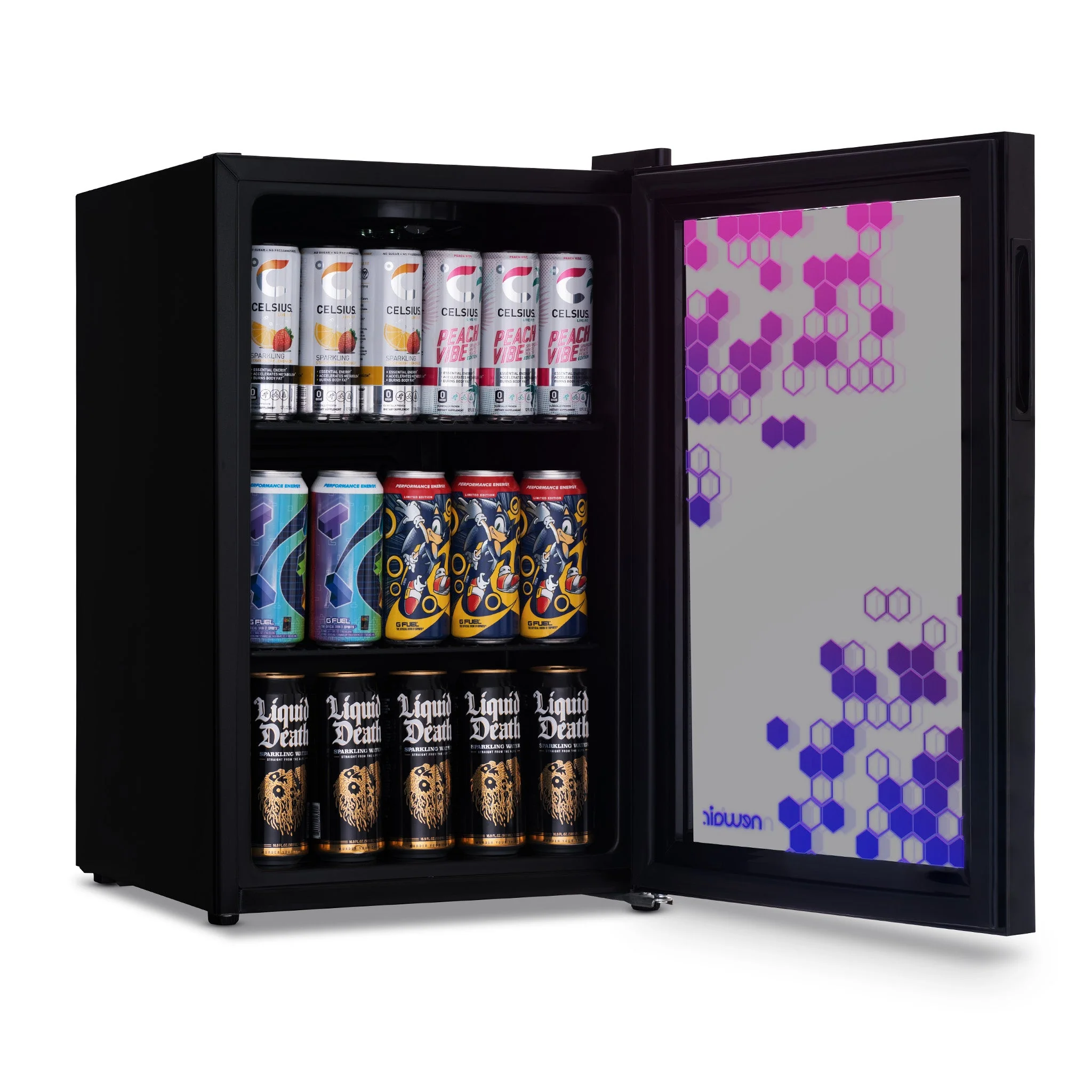 Newair Prismatic Series Beverage Fridge with RGB HexaColor LED Lights