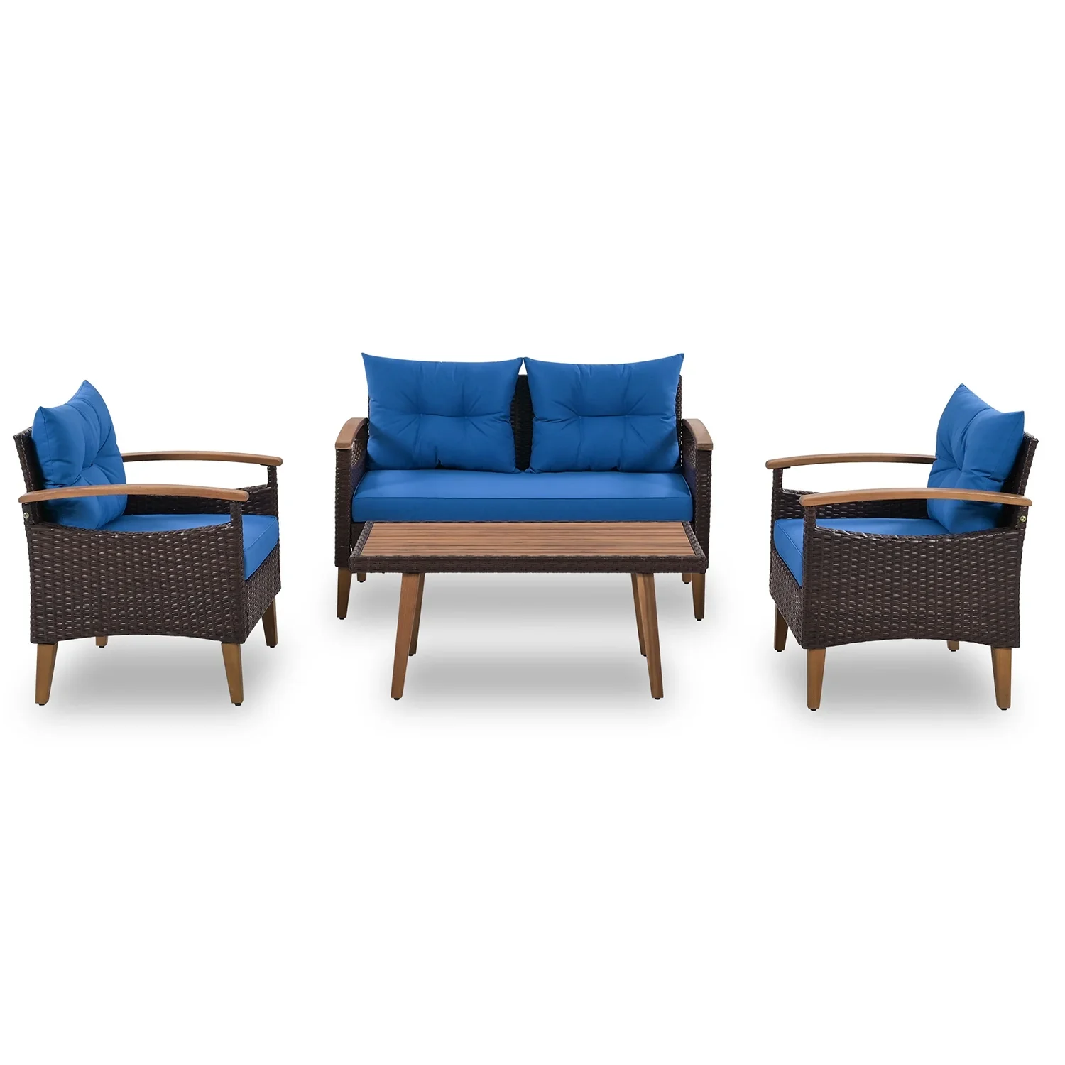 Topcobe Patio Seating Set with Cushions, 4-Piece Garden Furniture, Beige