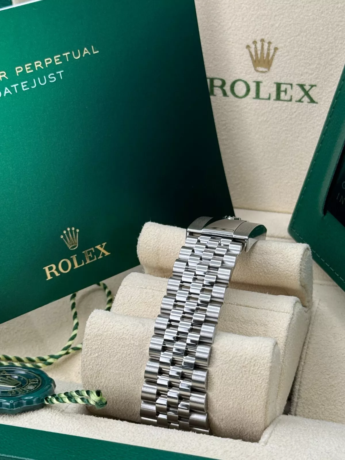 [Super Clone]RLX  Datejust 36mm 126234-0055 Olive Green Palm Motif Diamond Dial Jubilee Stainless Steel Watch