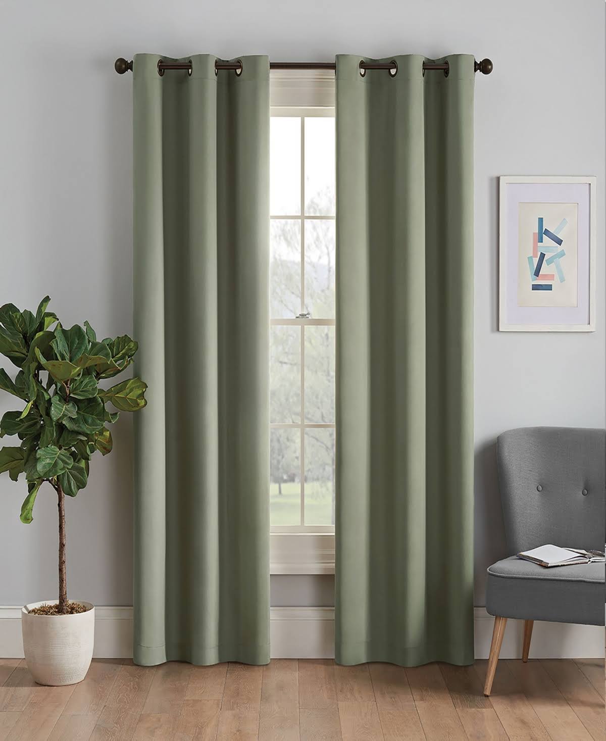 Eclipse Moss Microfiber Grommet Blackout Window Curtain Panel