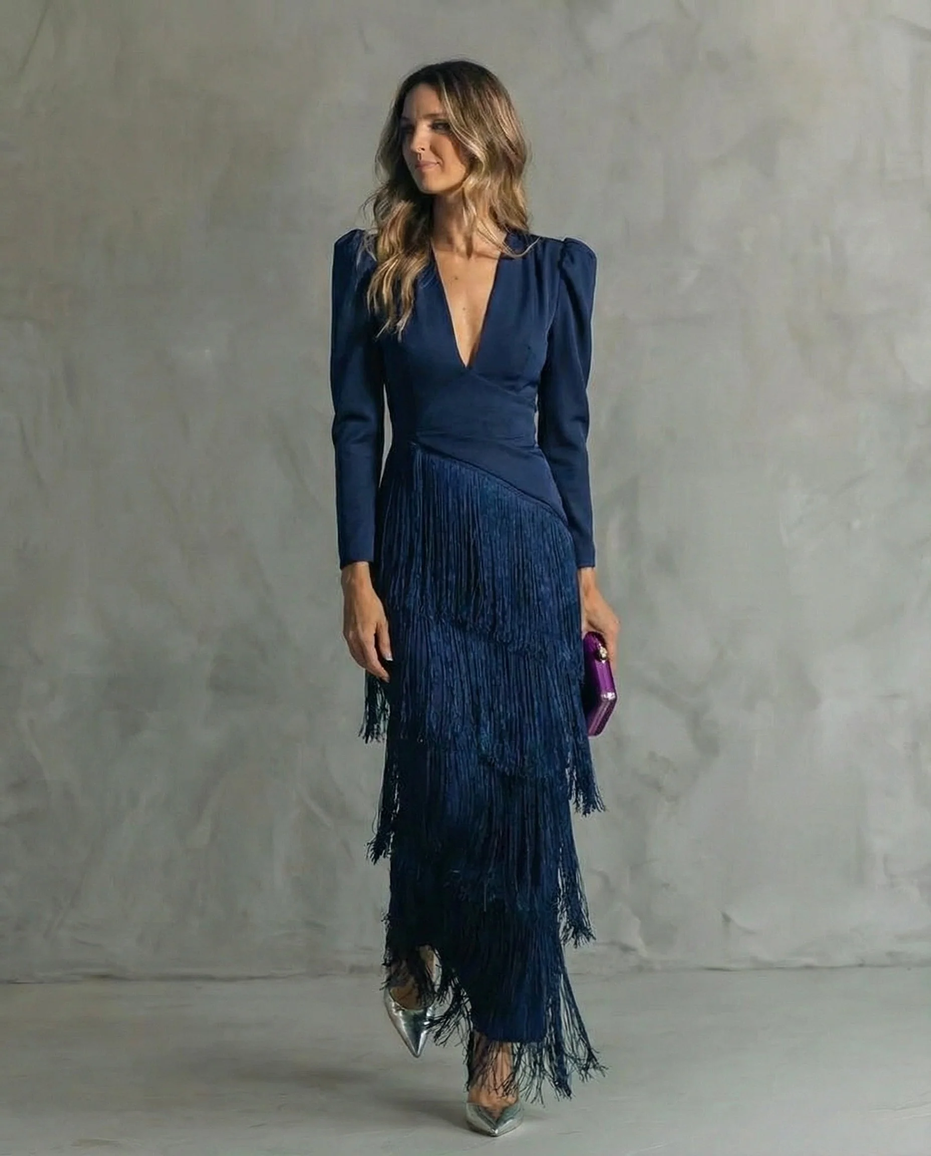 Clara™ | Robe midi élégante à manches à franges