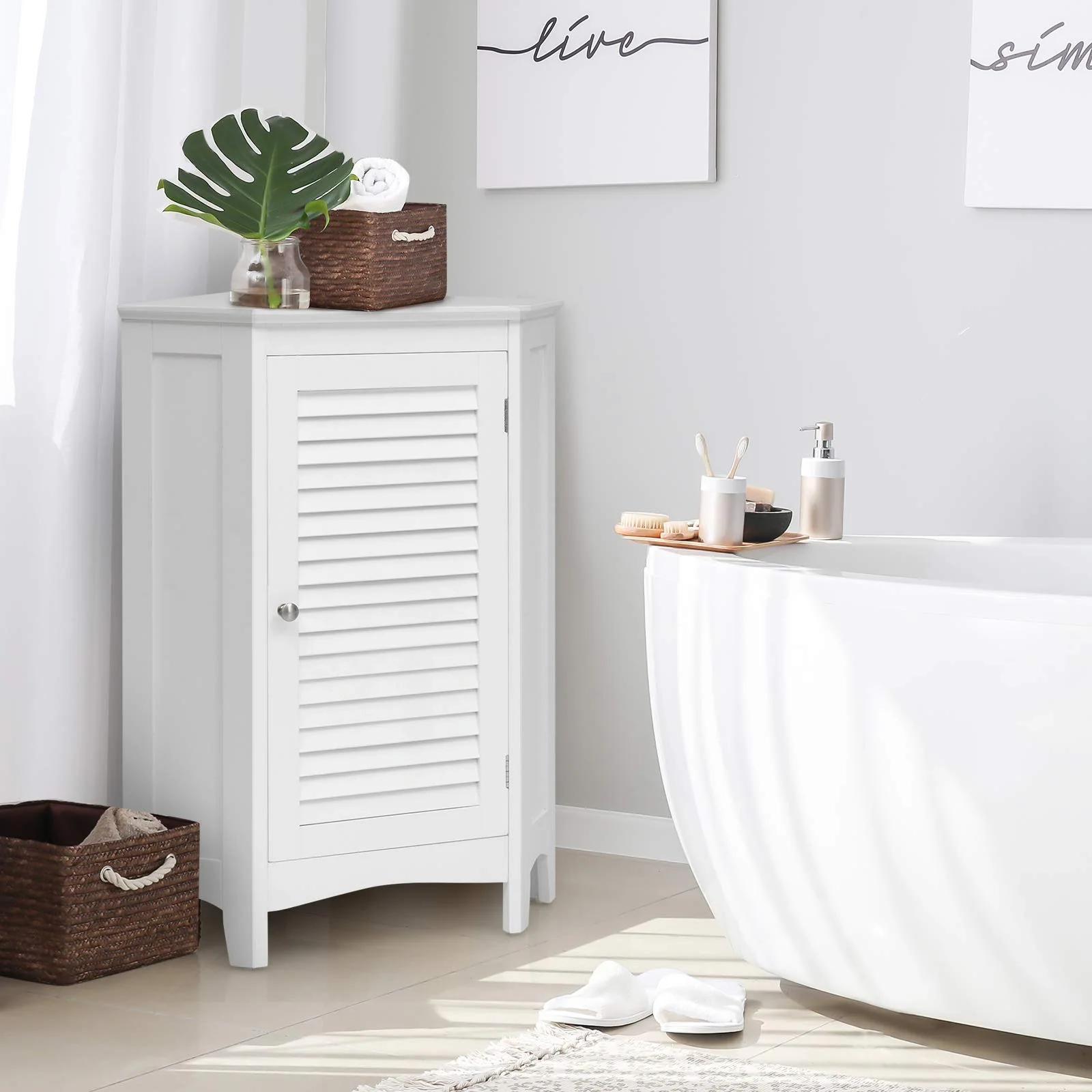 Tangkula Corner Bathroom Cabinet with Single Shutter Door