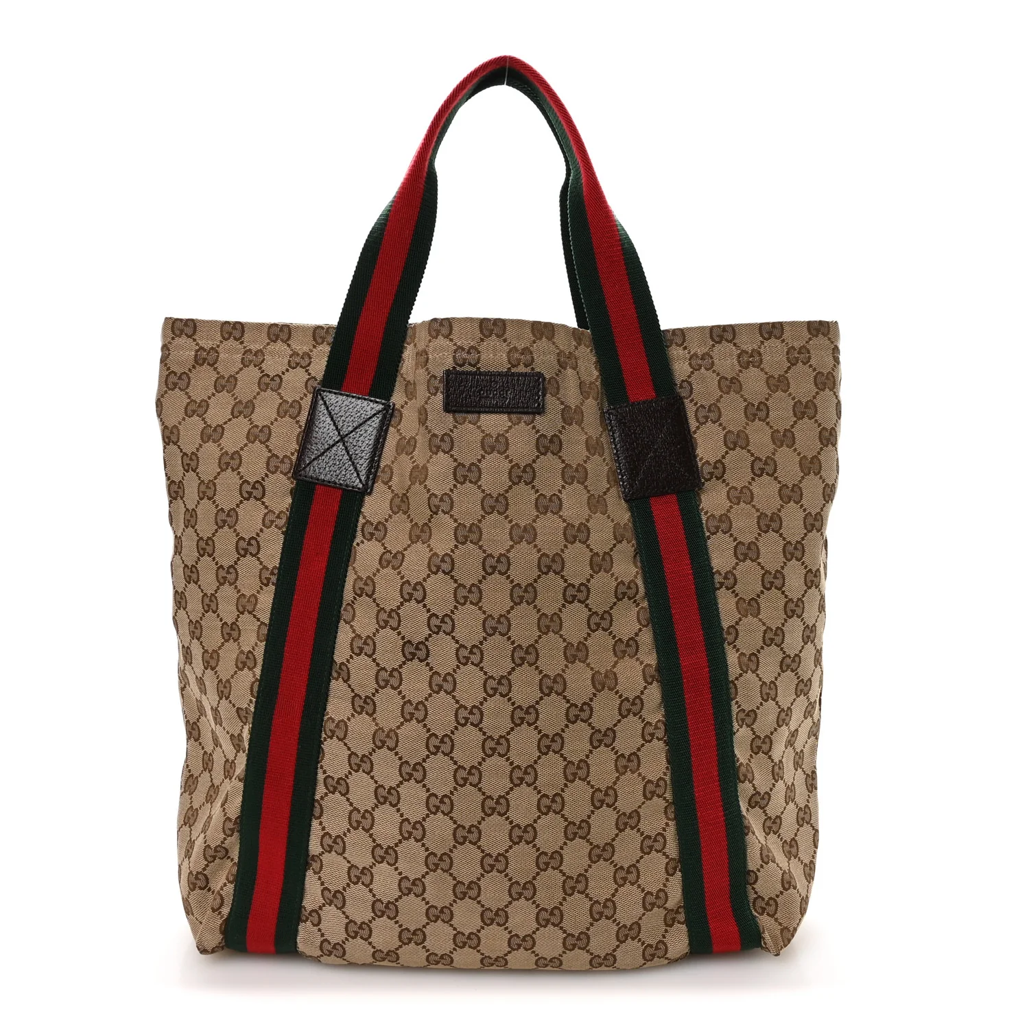 GG Monogram Medium Web Handle Vertical Tote Dark Brown