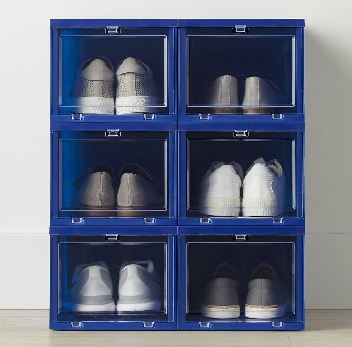Best Value Case of 6 Small Drop-Front Shoe Box Blue