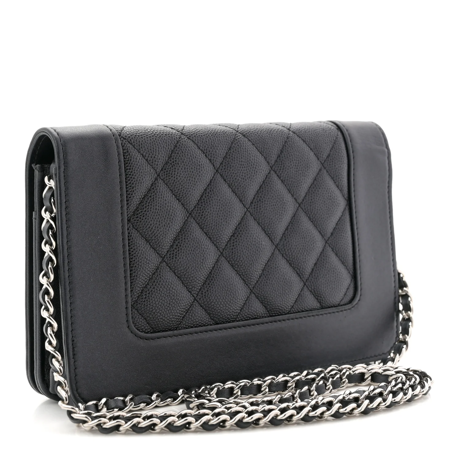 Caviar Quilted Vintage Mademoiselle Wallet On Chain WOC Black