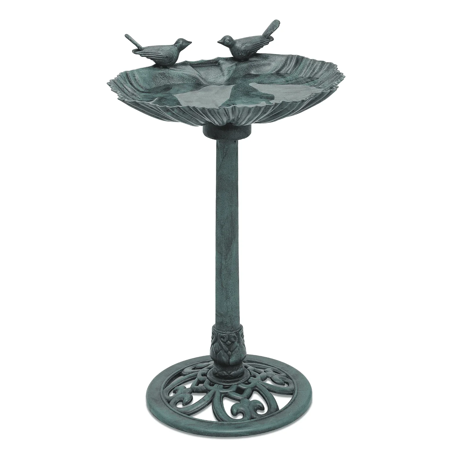 Magshion 28 Outdoor Garden Green Pedestal Bird Bath with Solar Pumb, for Patio Backyard Décor