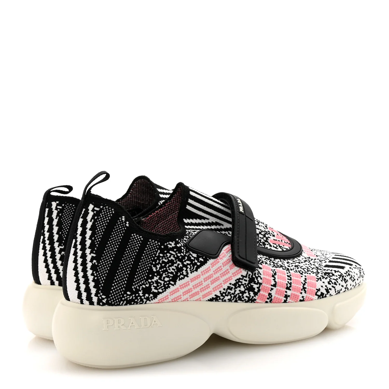 Rubber Knit Printed Fabric Cloudbust Air Sneakers 37 White Pink Black