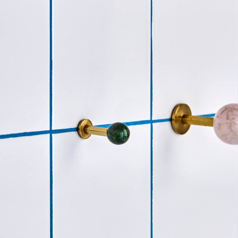 Ball knagg 5x2 cm 2 stk messing/grønn