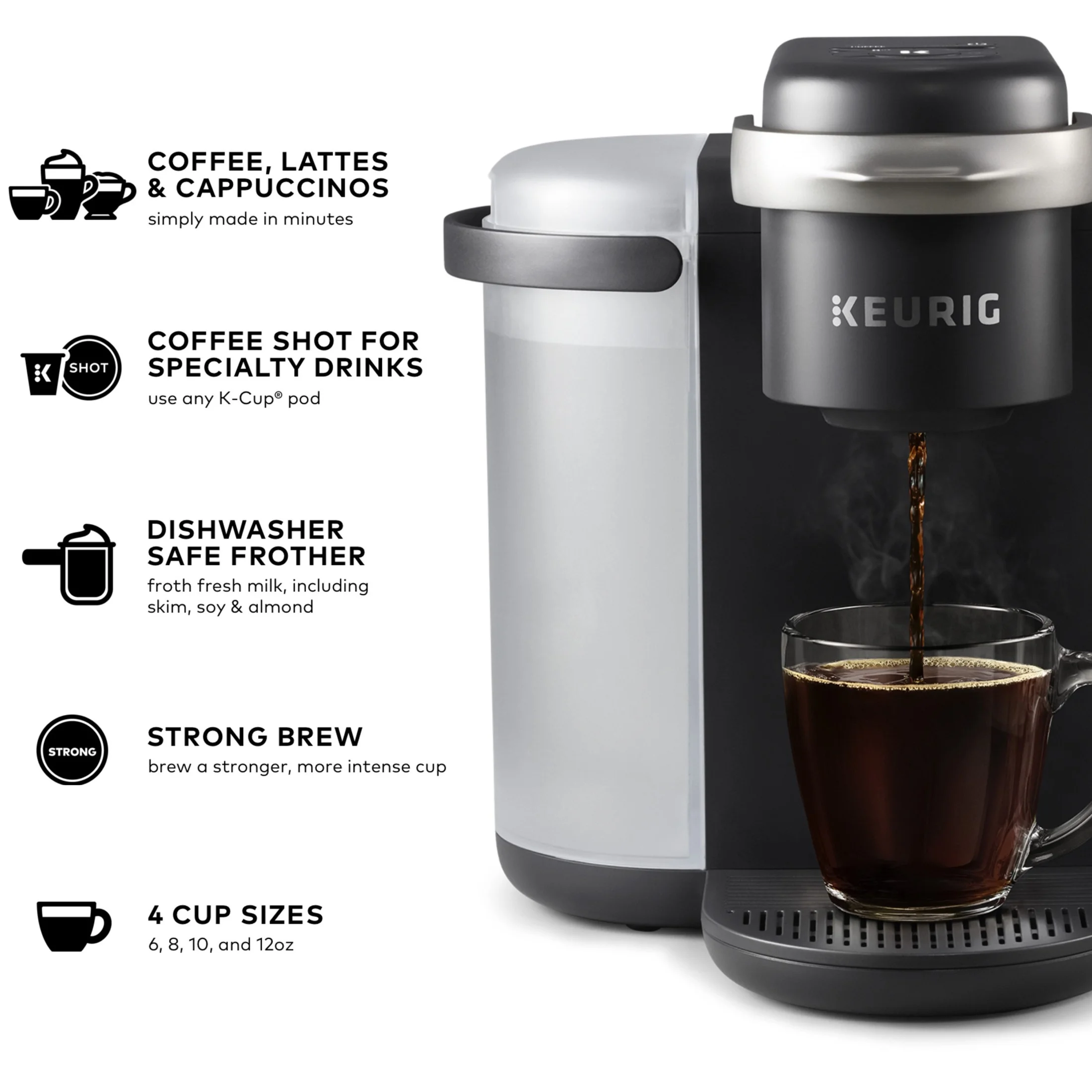 K-Cafe Single Serve K-Cup Coffee Maker, Latte Maker and Cappuccino Maker, Dark Charcoal(Gray) - Image 4