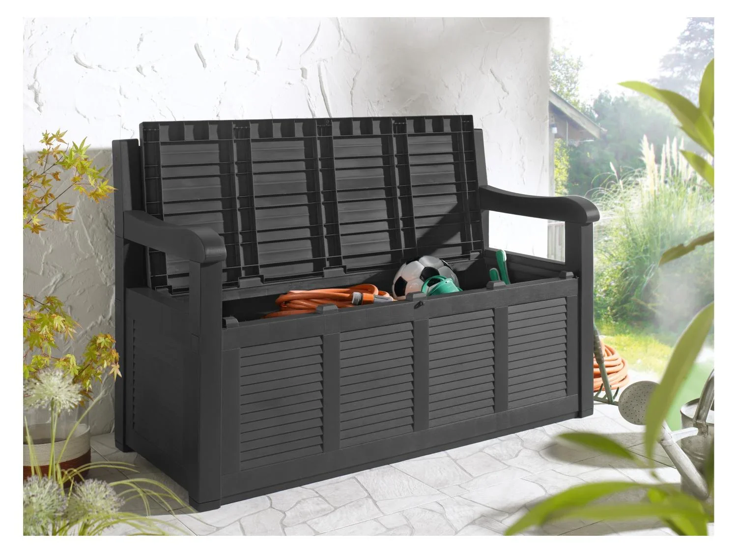 LIVARNO home Banc de jardin, 130 x 60 x 85 cm, anthracite