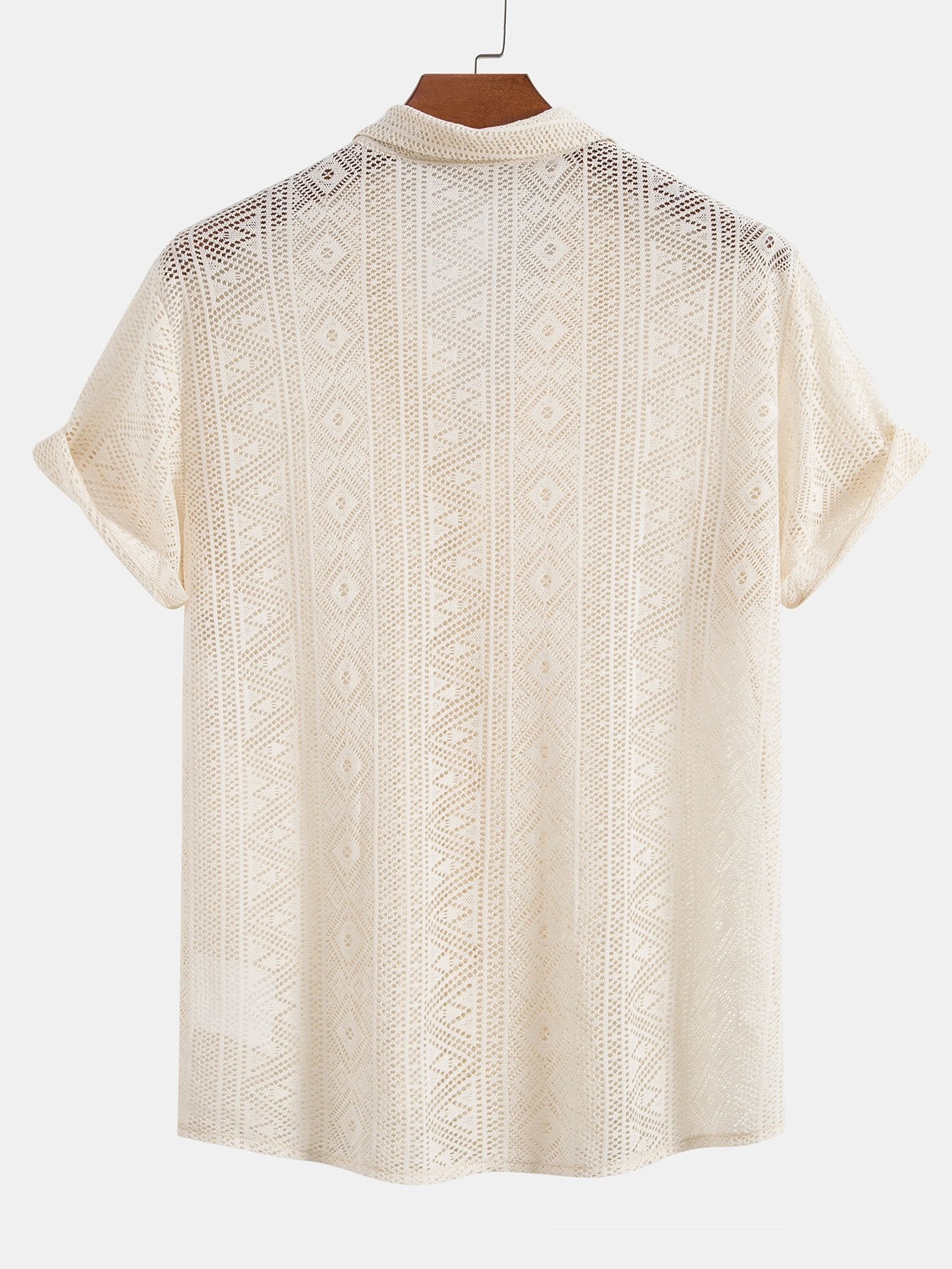 Chemise cubaine texturée à manches courtes et à motifs géométriques