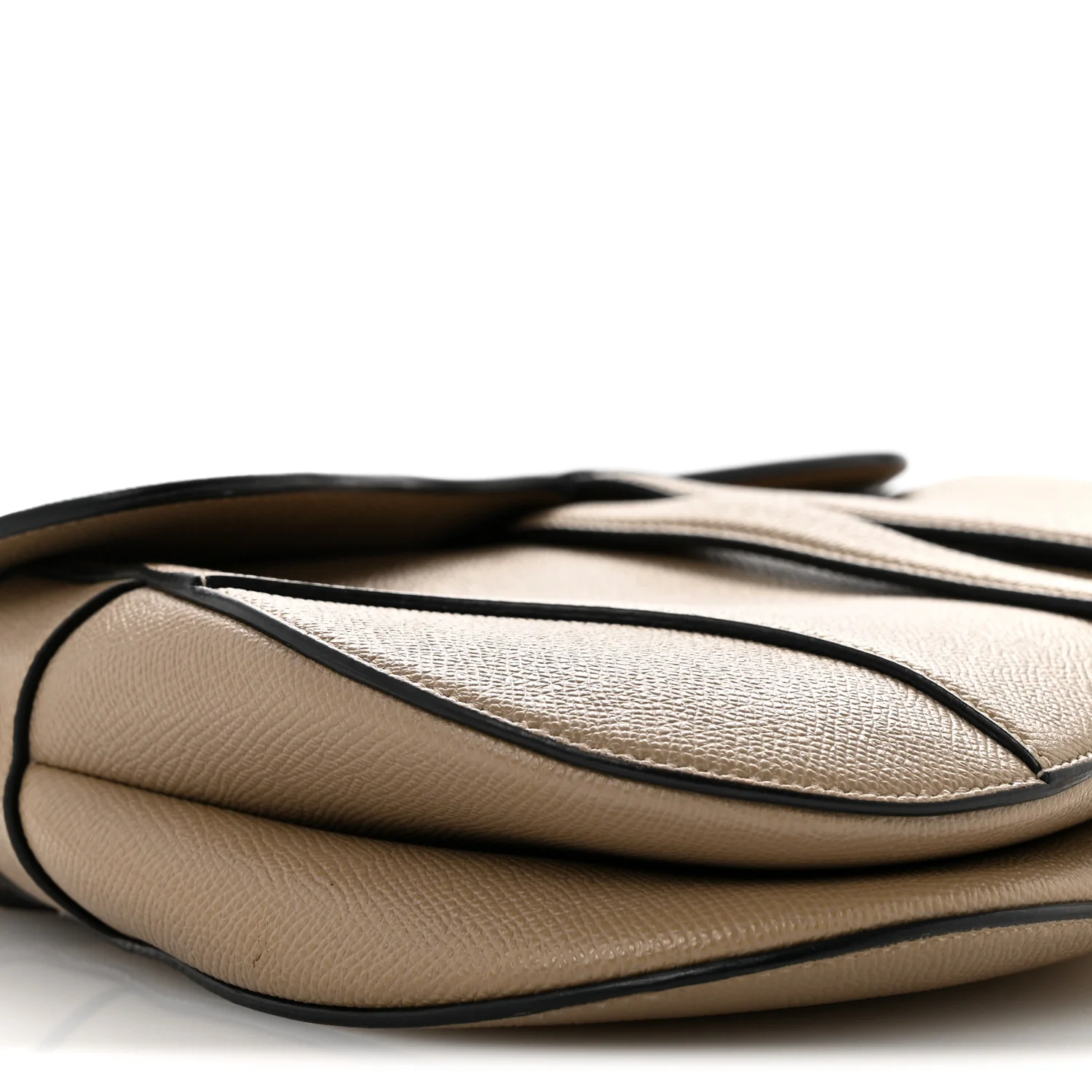 Grained Calfskin Saddle Bag With Strap Taupe