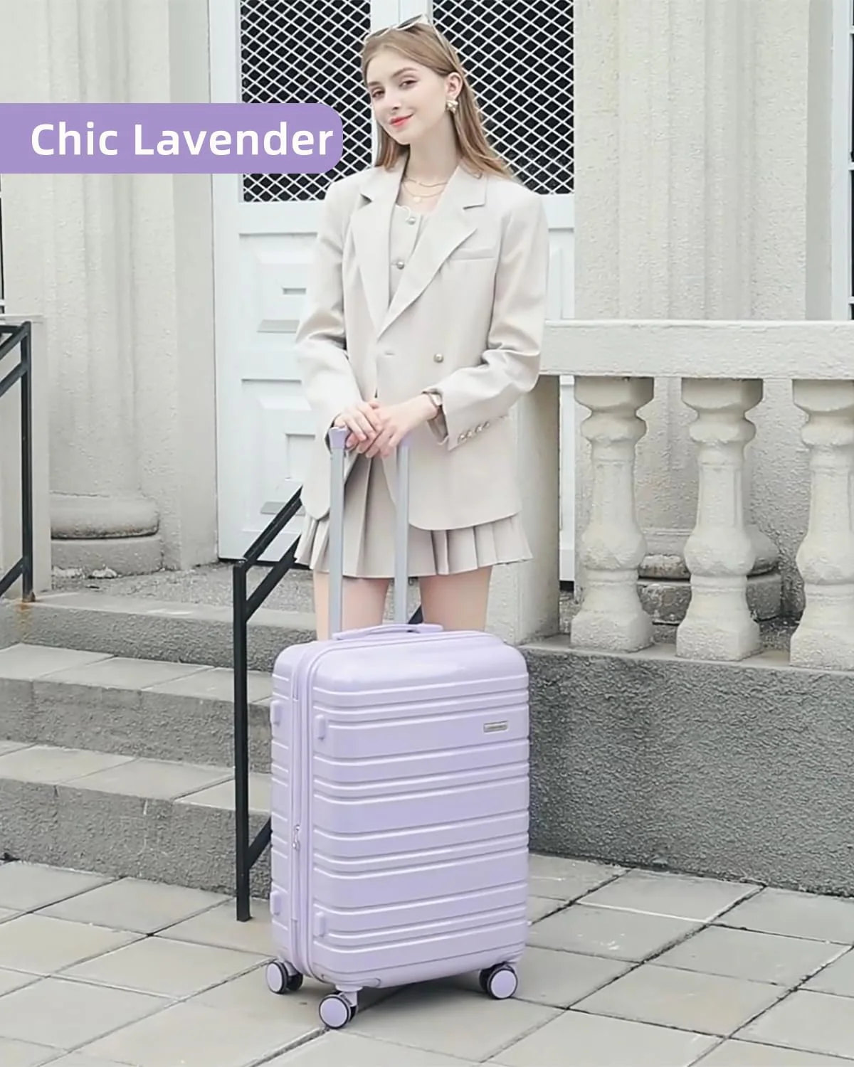 Ensemble de 6 valises, ensemble de valises rigides extensibles avec roulettes multidirectionnelles, ensemble de bagages à roulettes légers