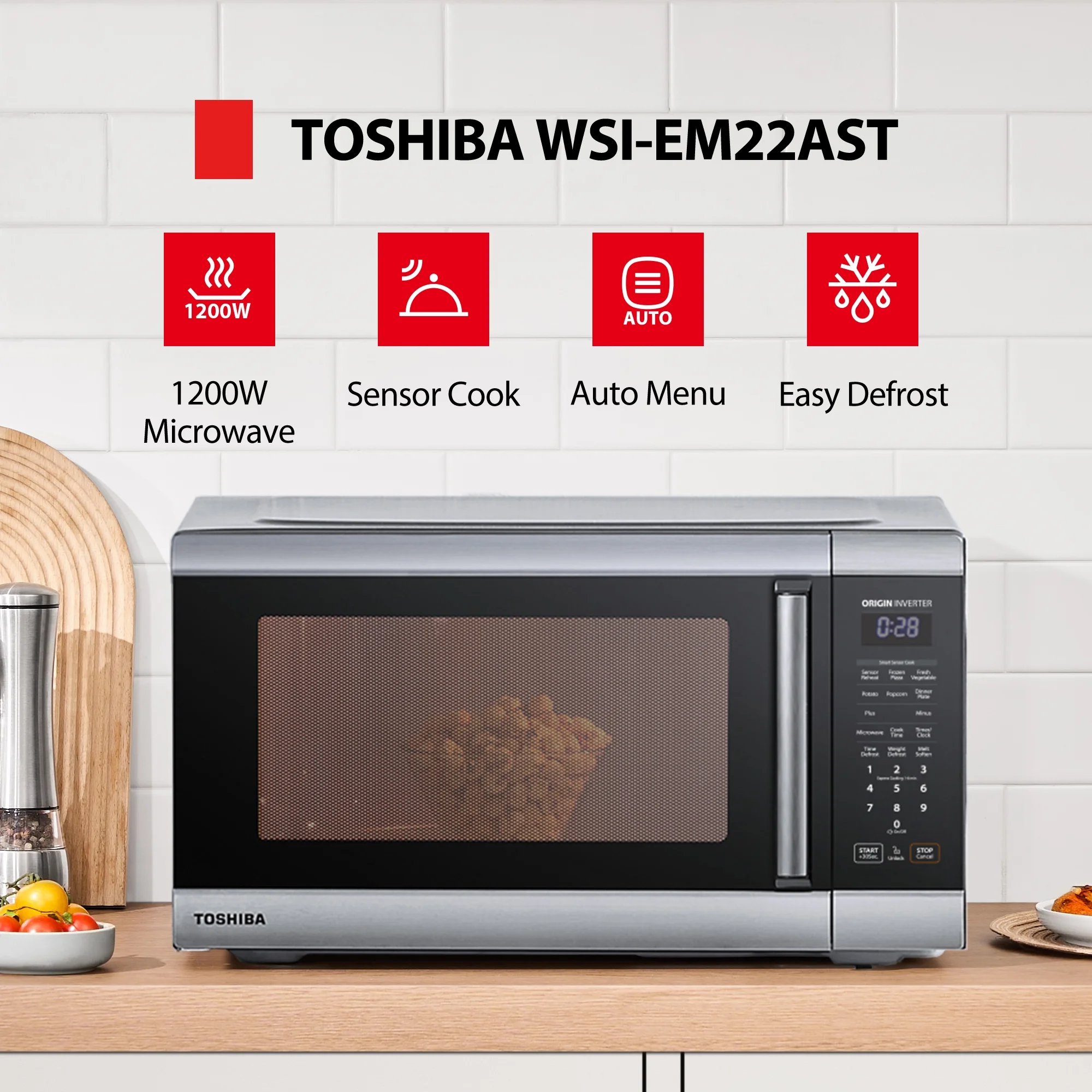 Toshiba 2.2 Cu. Ft. 24.4'' Microwave Oven in Stainless Steel