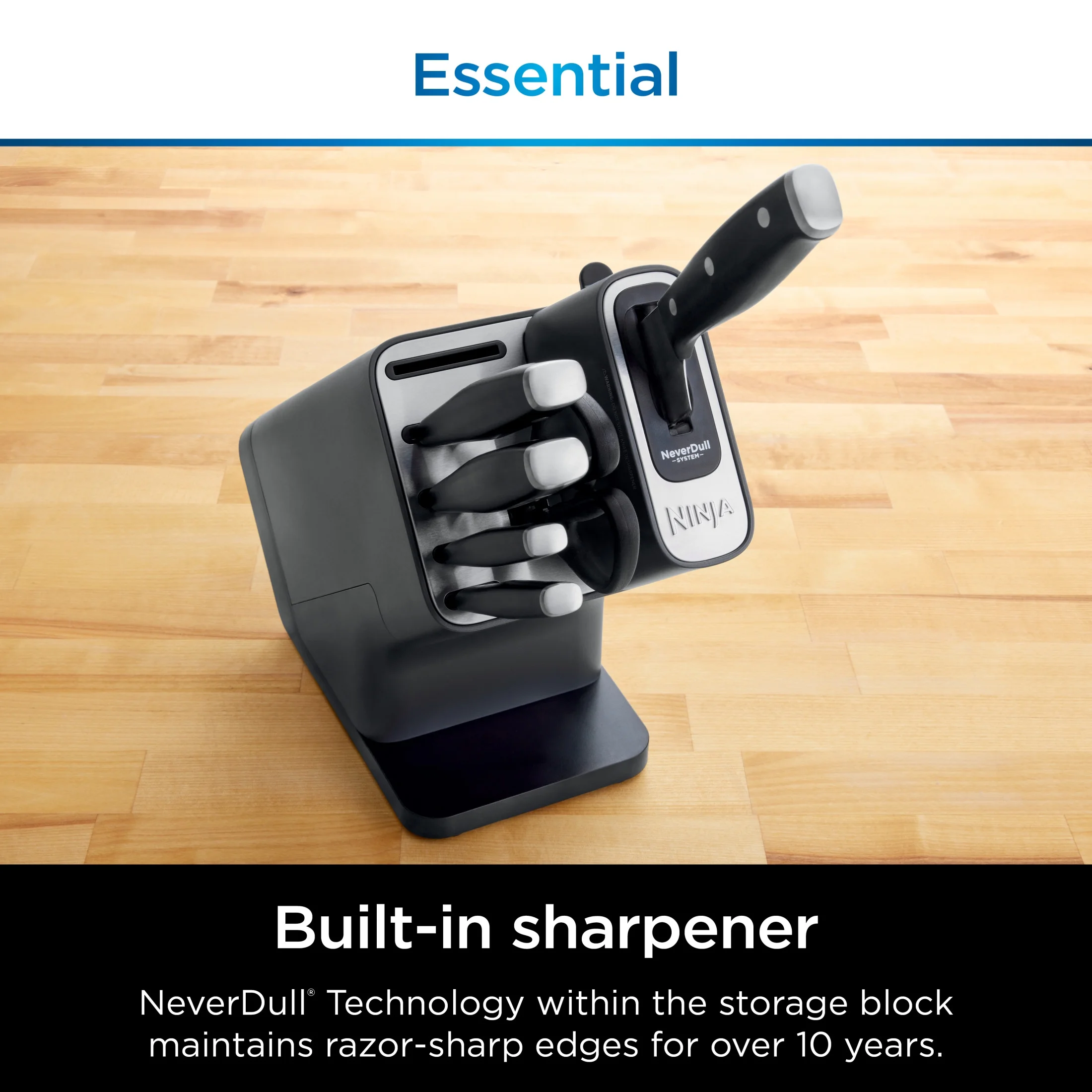 Ninja? Neverdull? 7 - Piece Prep Knife System, Essential, Stainless Steel, Built - in Sharpener, K12007BRN