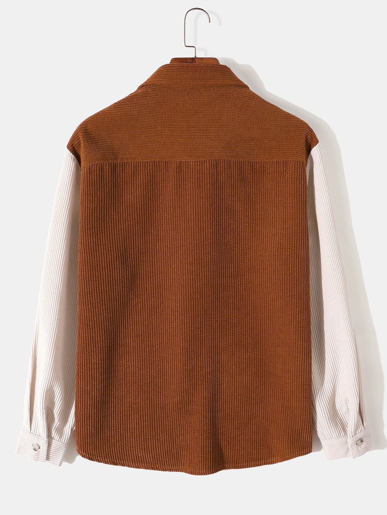 Chemise en velours côtelé à manches longues et blocs de couleur