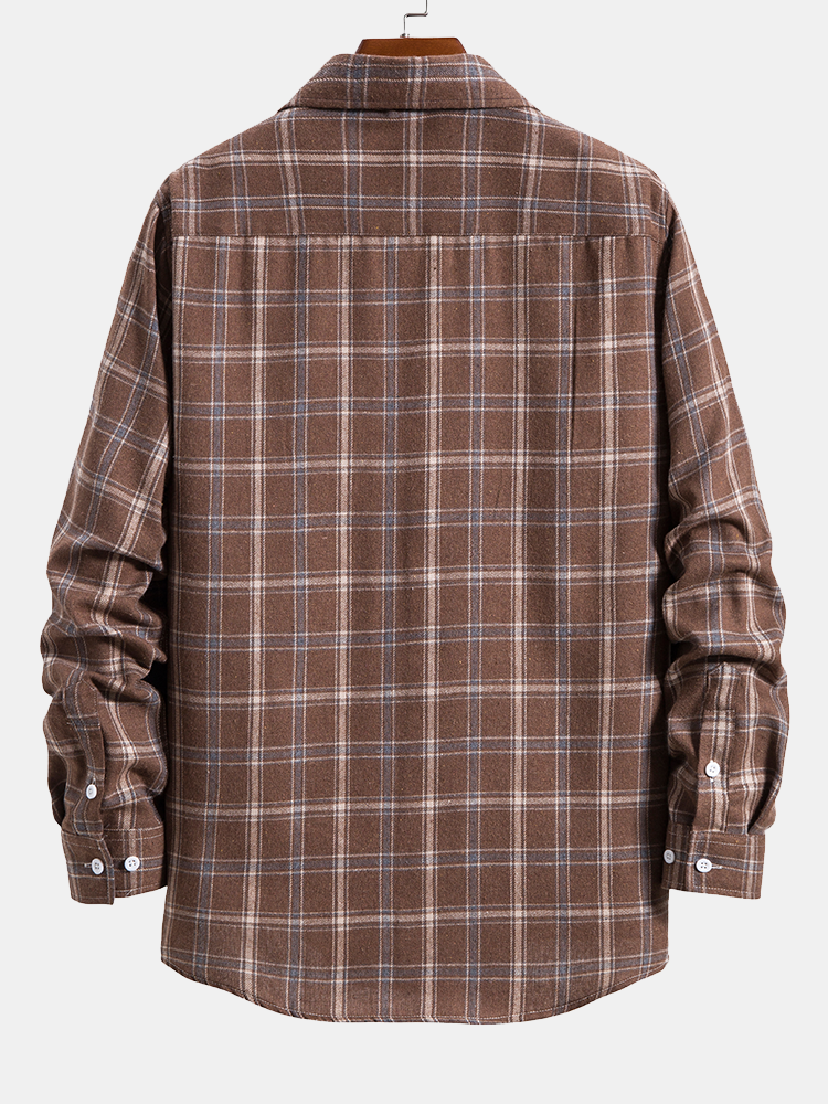Chemise à carreaux à manches longues avec poche