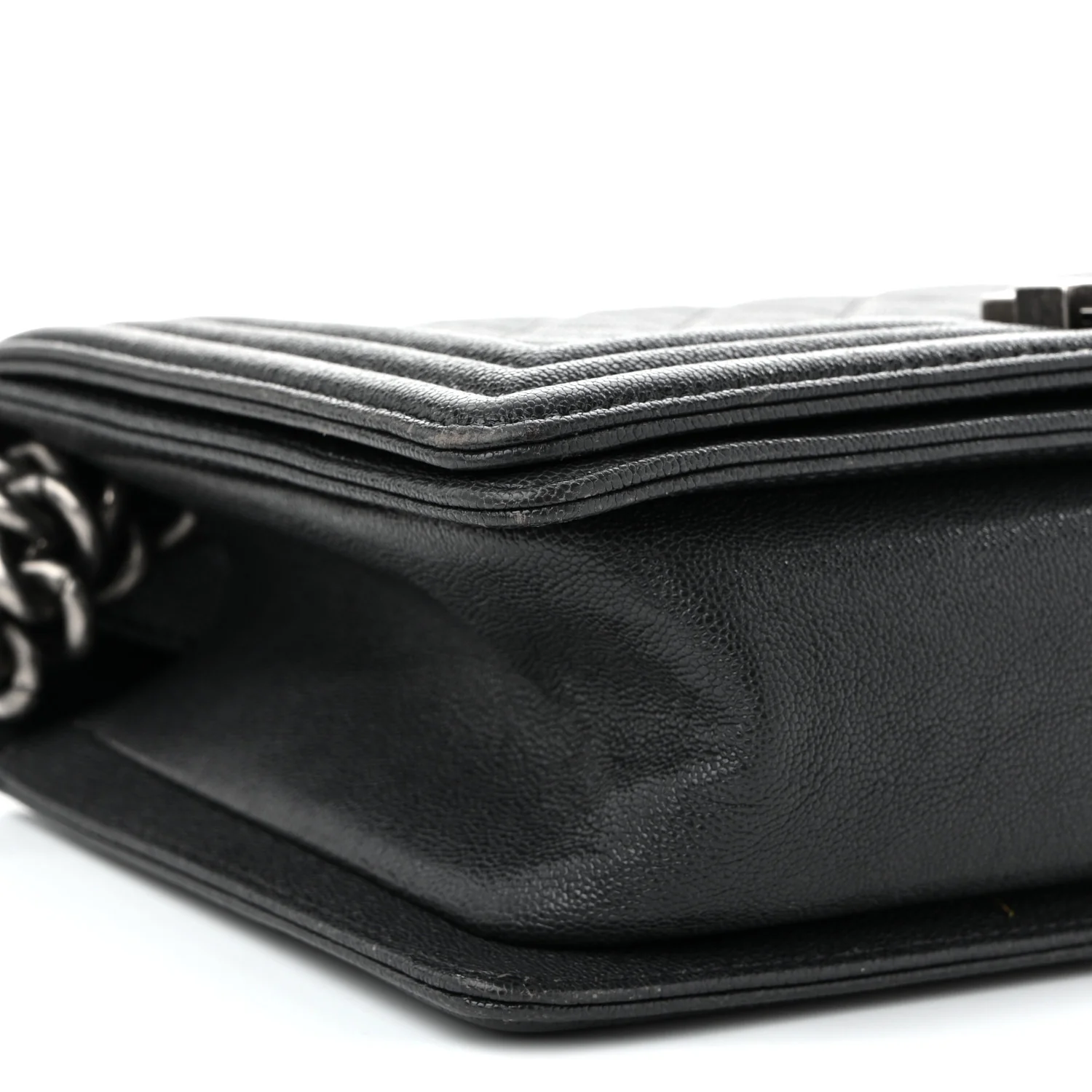 Caviar Quilted Medium Boy Flap Dark Grey