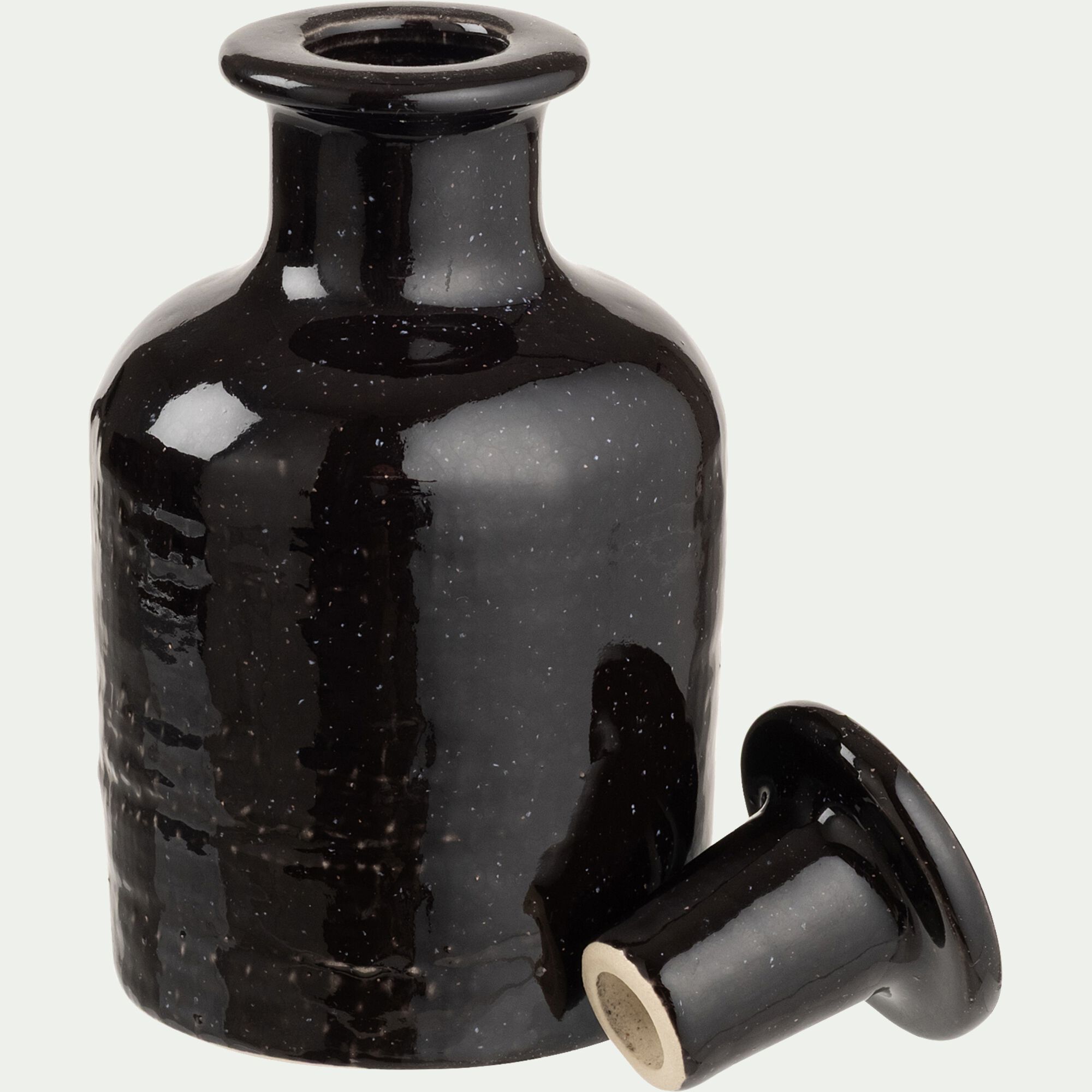 CARLIO - Bouteille décorative en grès H11cm - noir