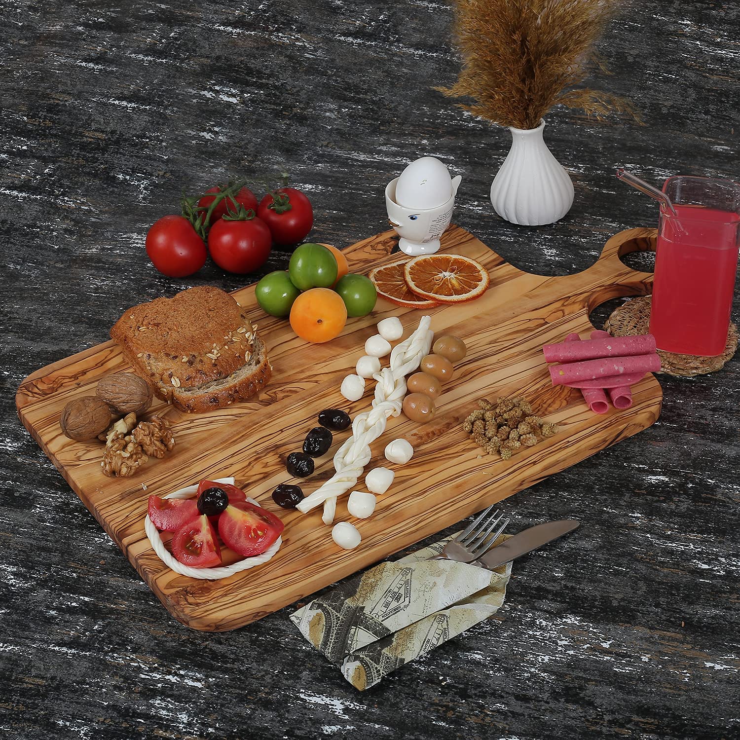 Olive Wood Cutting Board 21 Inches Large Breakfast Meat Serving Board
