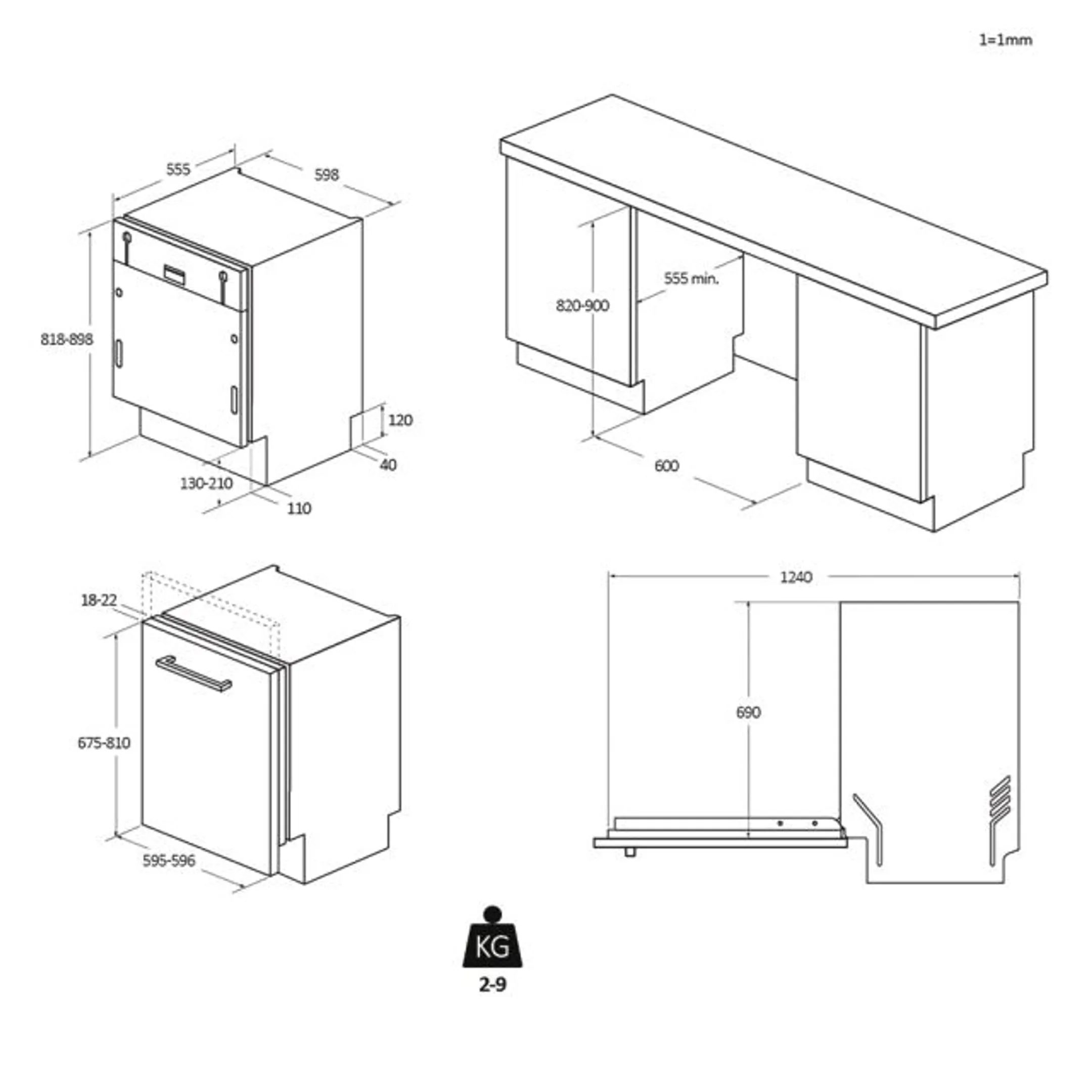Haier Inbouw vaatwasser XS 4A4M4PB H-Spray Arm Shine