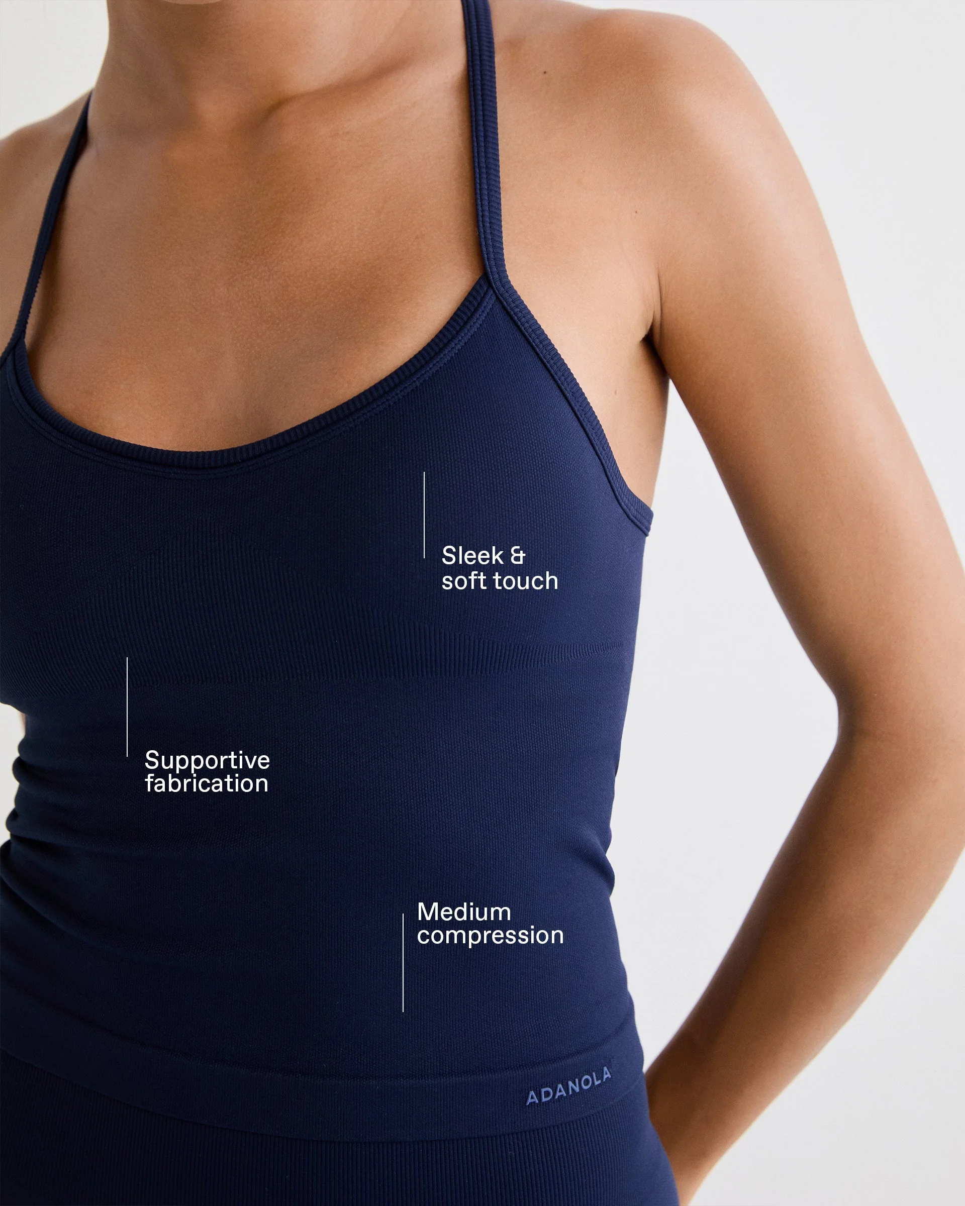 Classic Seamless Cross Back Tank Top - Navy Blue