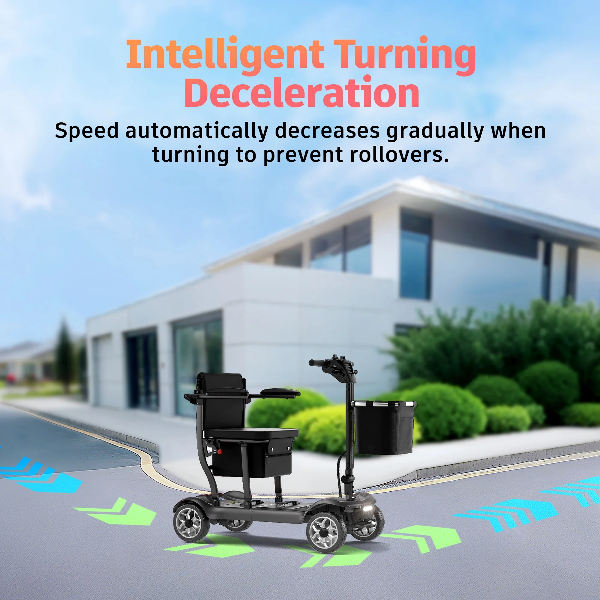 Light Weight 4 Wheels Mobility Scooter for Seniors, Electric Folding Wheelchair Device for Travel, Black(Black with 1 Battery) - Image 8