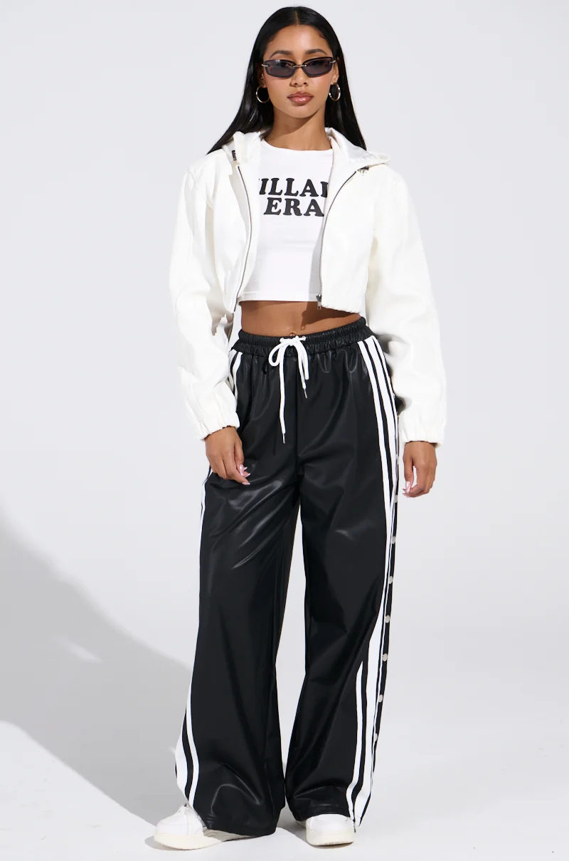 BELLERS PU TRACK PANT IN BLACK - Akira Store