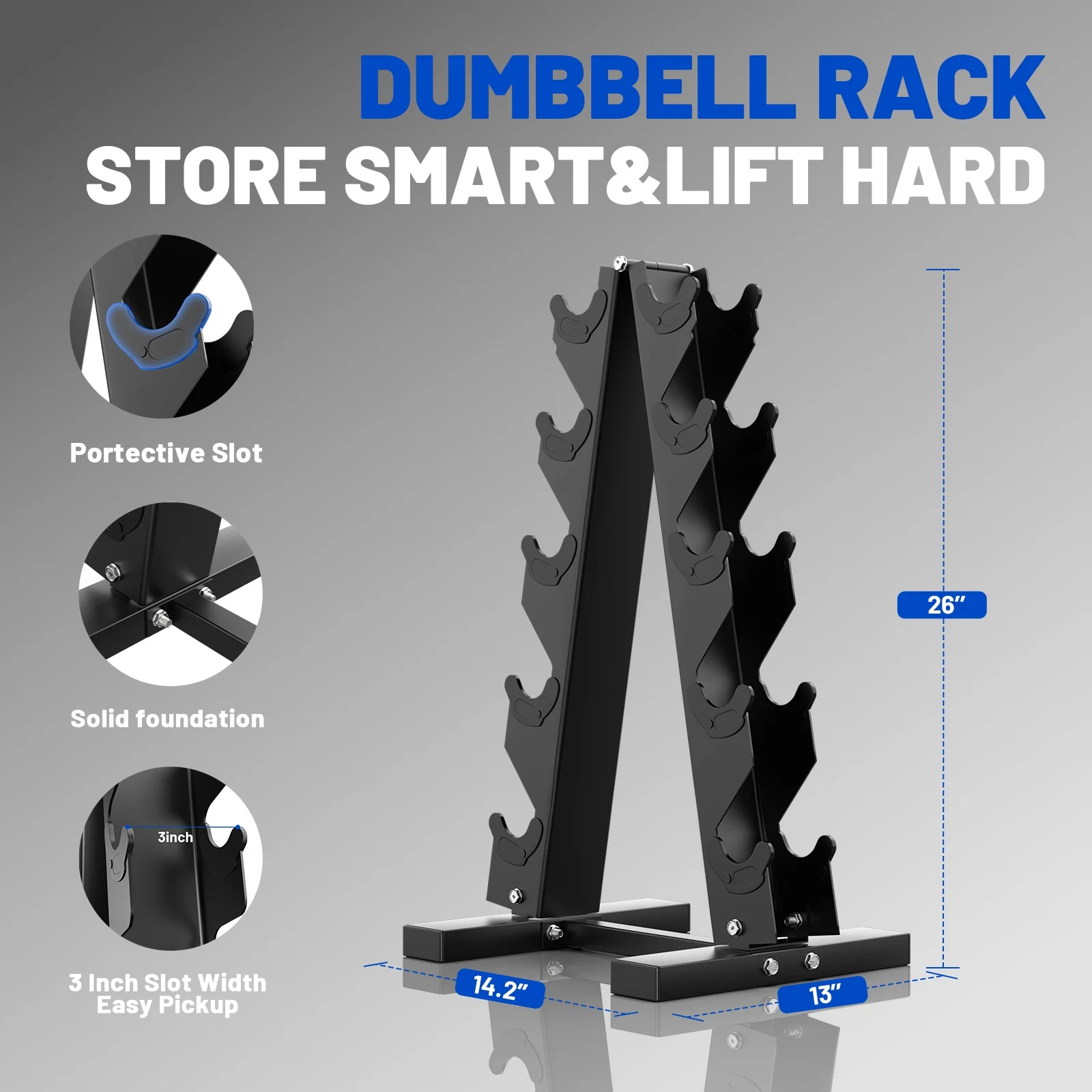 150 lb Dumbbell Set with Rack, Rubber Encased Hex Free Weights for Home Gym Strength Training(150 lb (5, 10, 15, 20, 25 lb) X 2 Rack) - Image 6